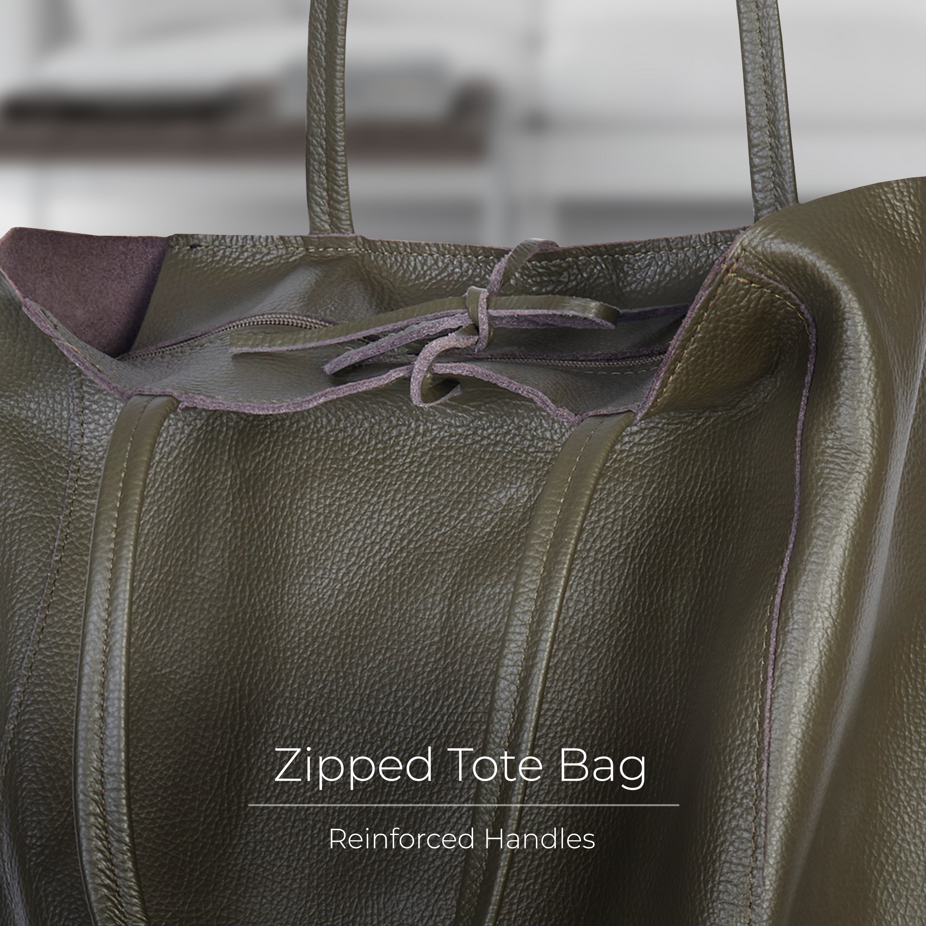 Italian Genuine Calf Leather Tote Bag - Minimalist Everyday Carryall