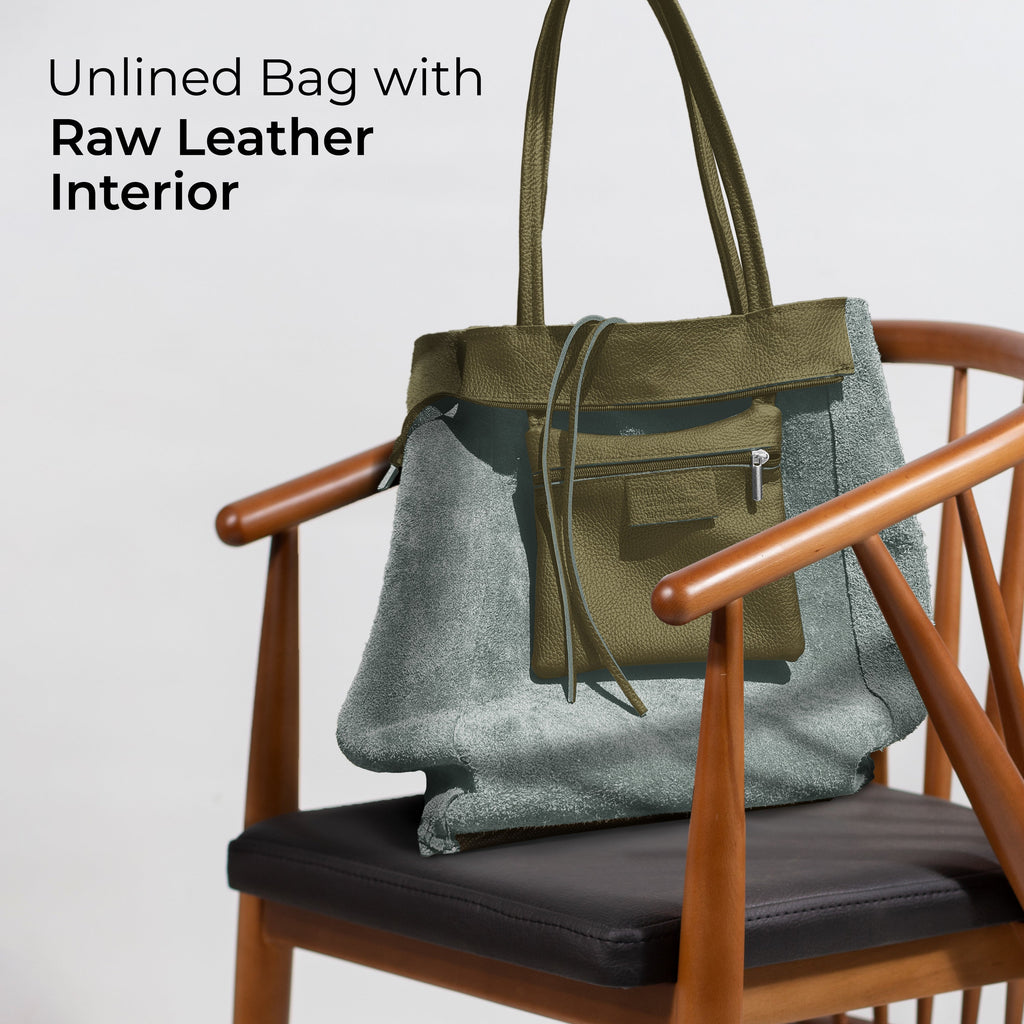 Italian Genuine Calf Leather Tote Bag - Minimalist Everyday Carryall