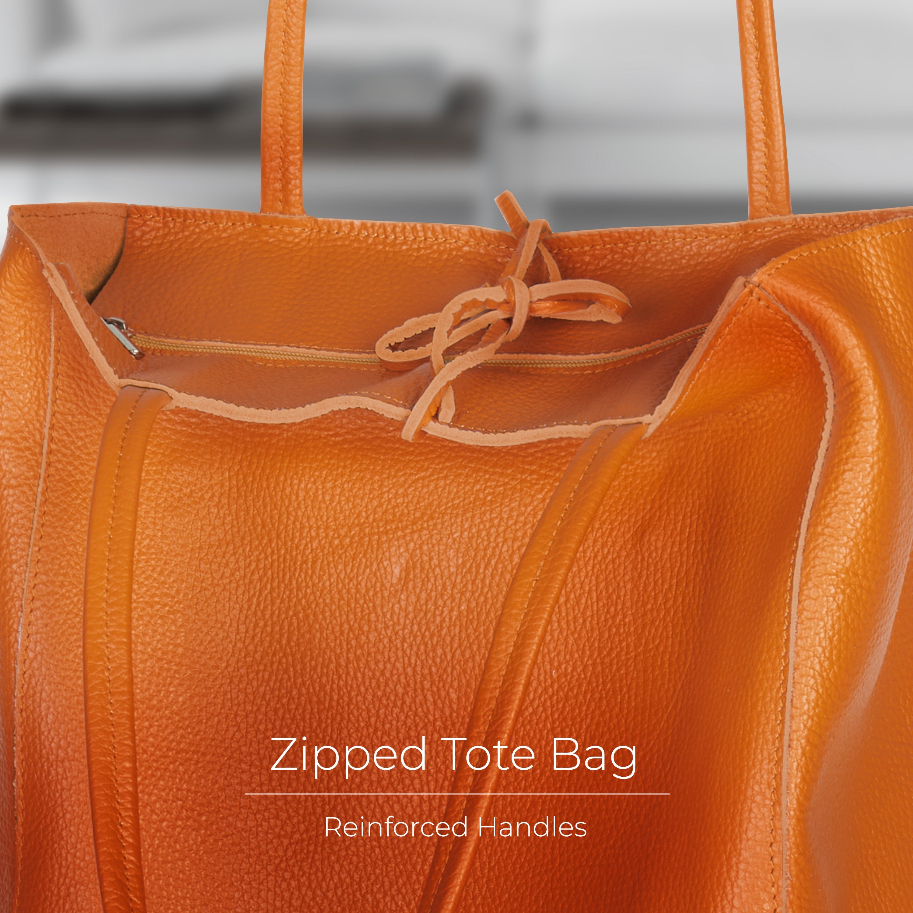 Italian Genuine Calf Leather Tote Bag - Minimalist Everyday Carryall