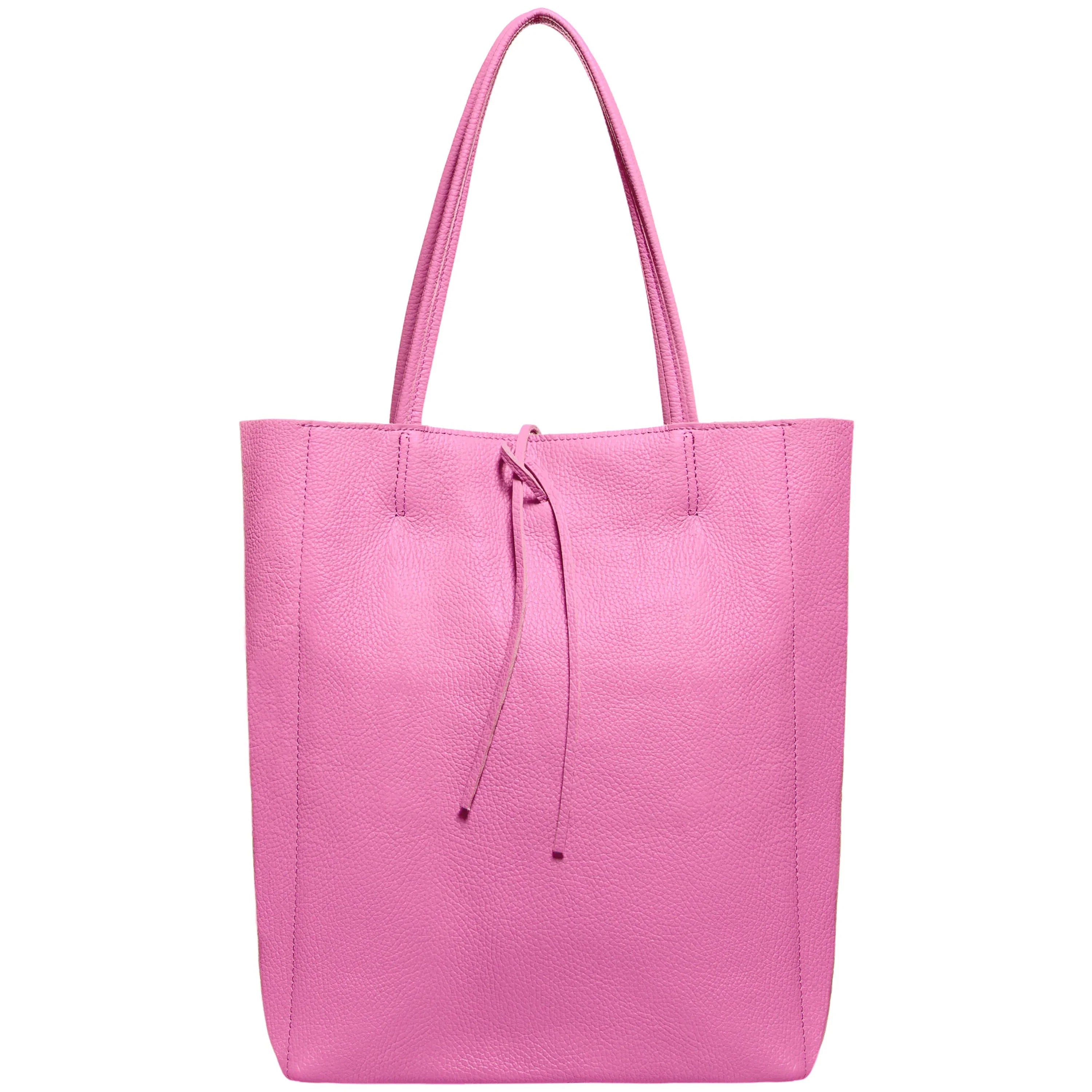 Italian Genuine Calf Leather Tote Bag - Minimalist Everyday Carryall