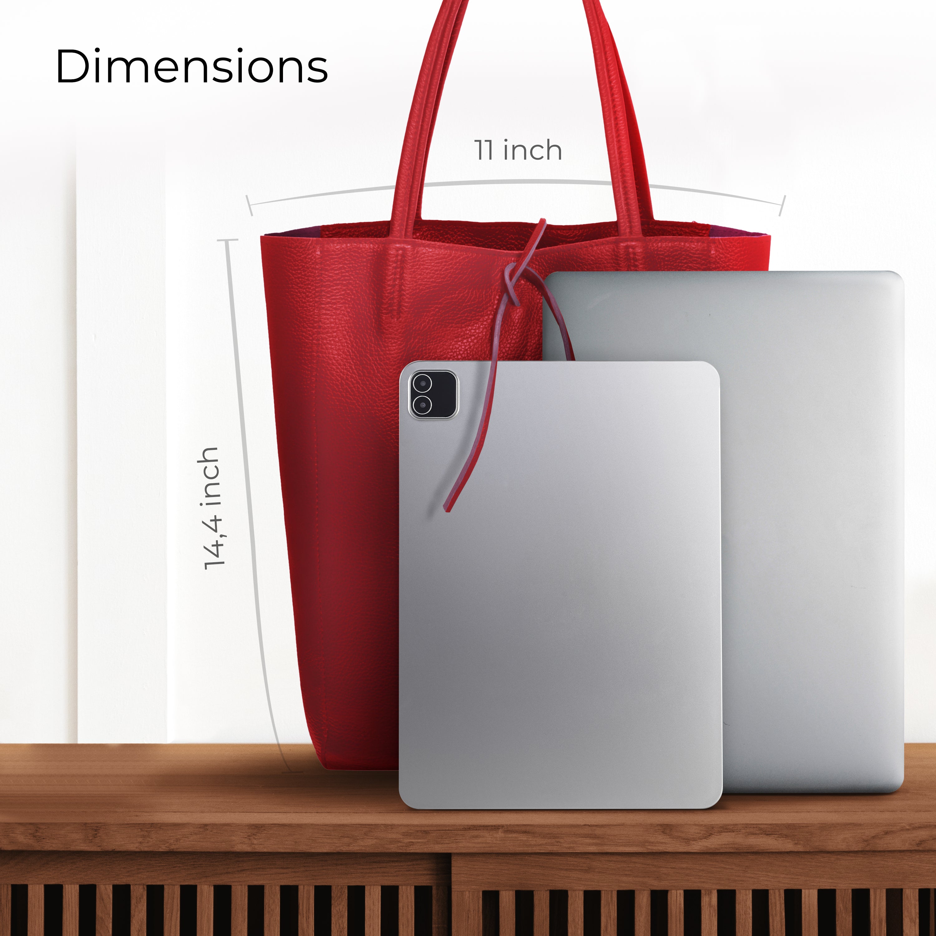 Italian Genuine Calf Leather Tote Bag - Minimalist Everyday Carryall