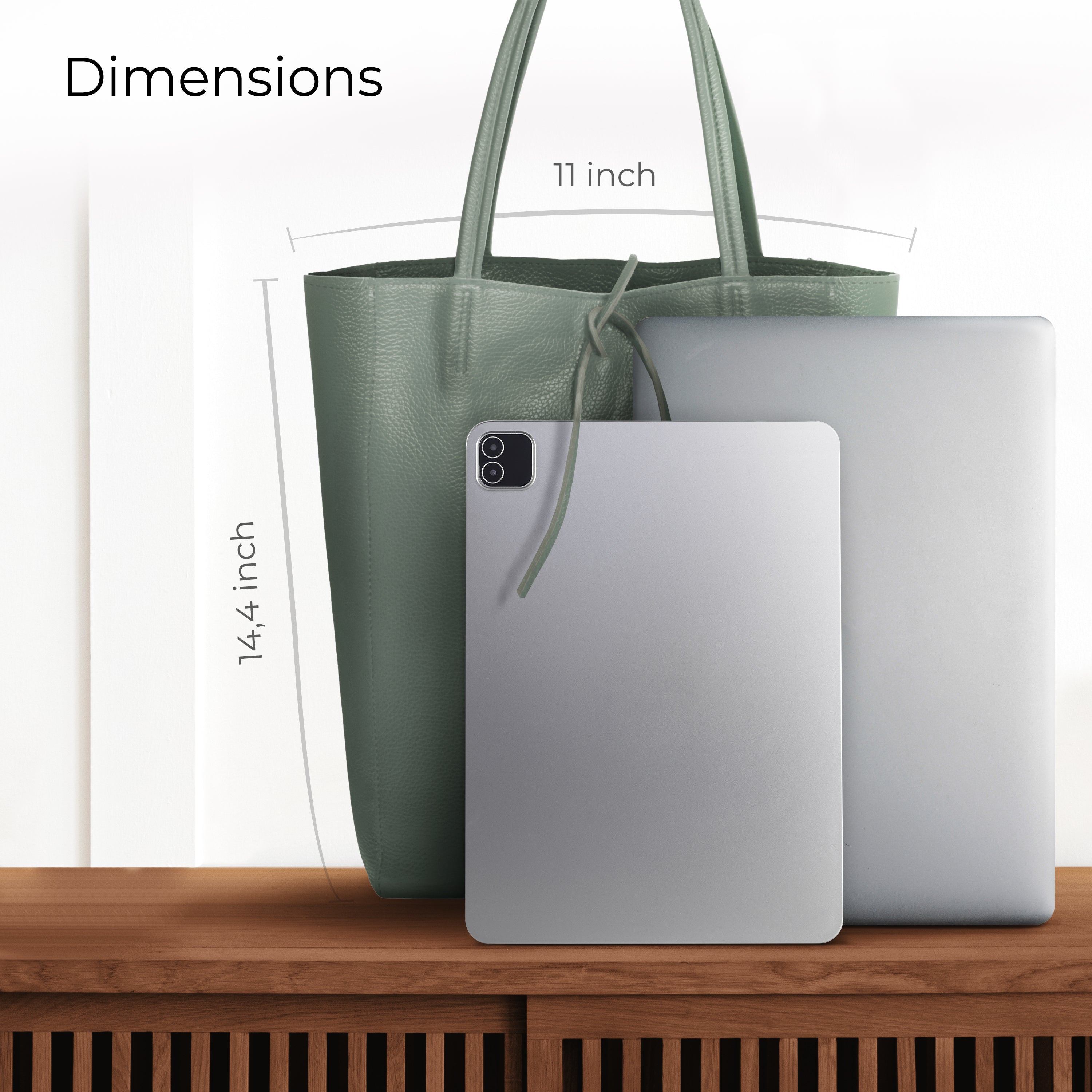 Italian Genuine Calf Leather Tote Bag - Minimalist Everyday Carryall