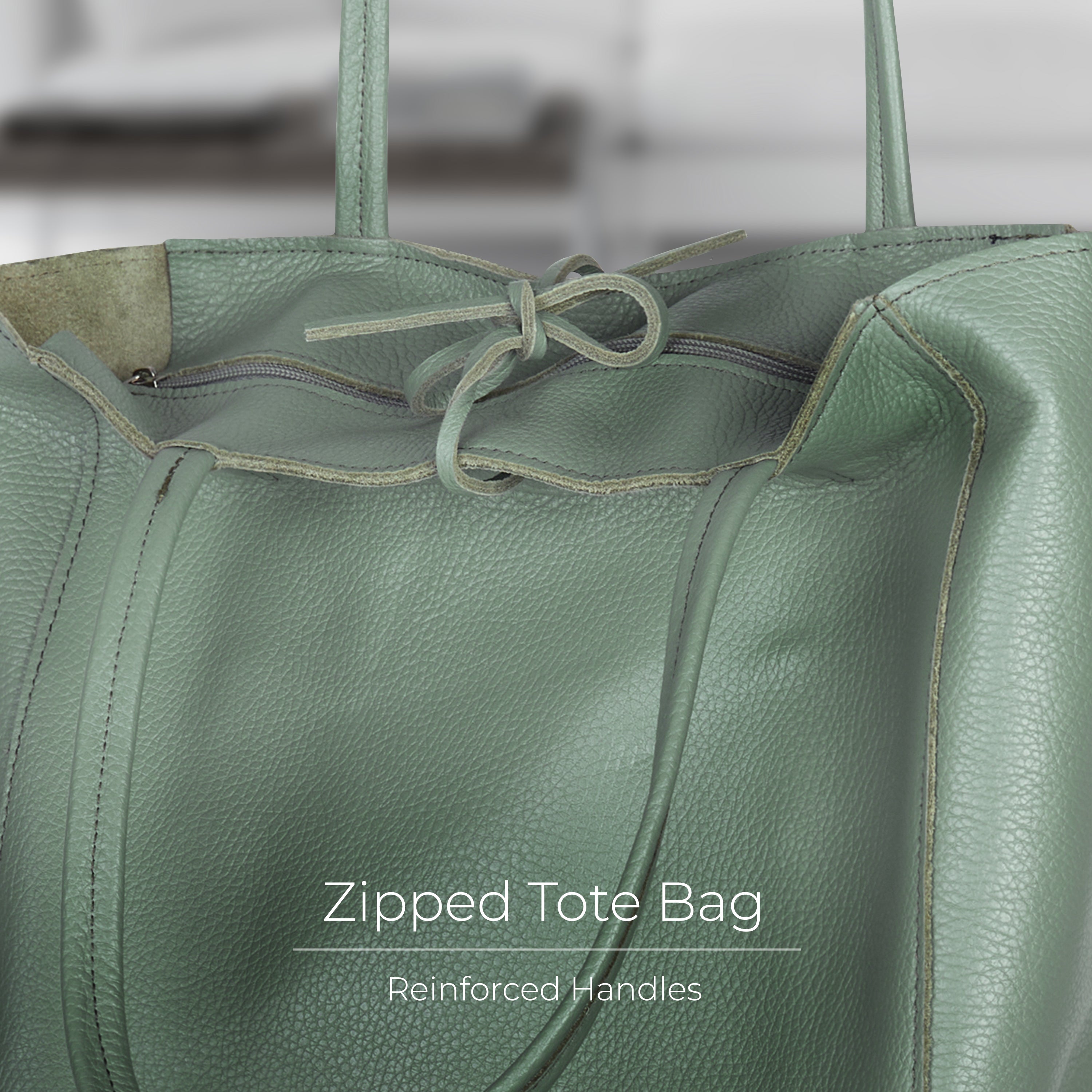Italian Genuine Calf Leather Tote Bag - Minimalist Everyday Carryall