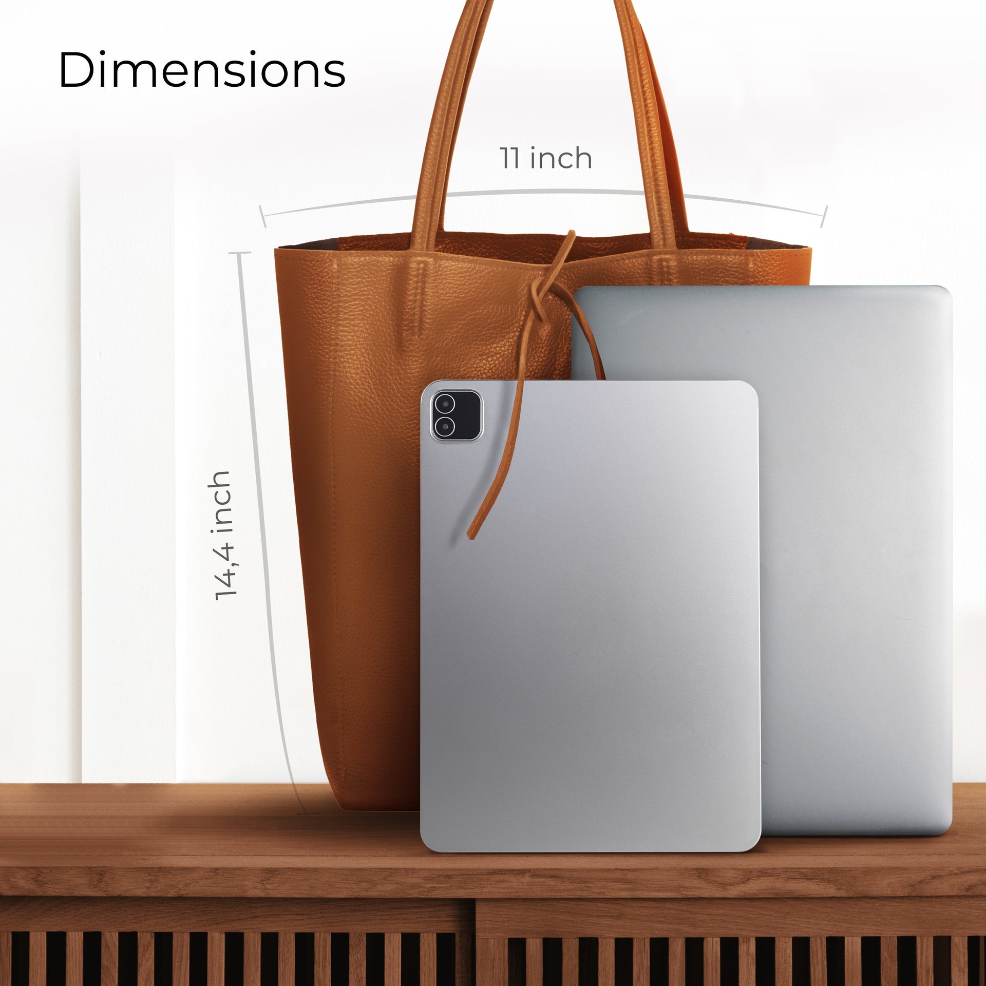 Italian Genuine Calf Leather Tote Bag - Minimalist Everyday Carryall