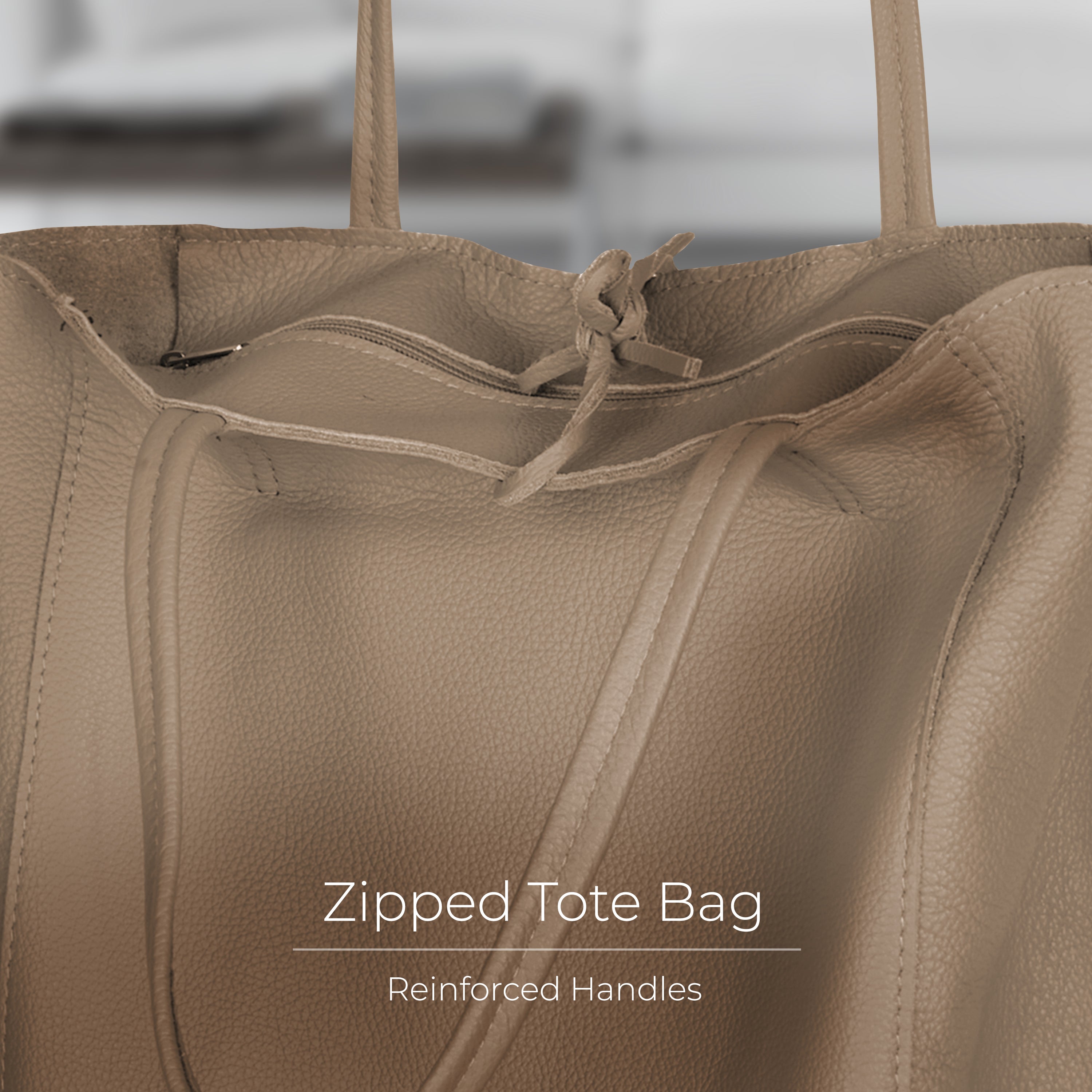 Italian Genuine Calf Leather Tote Bag - Minimalist Everyday Carryall