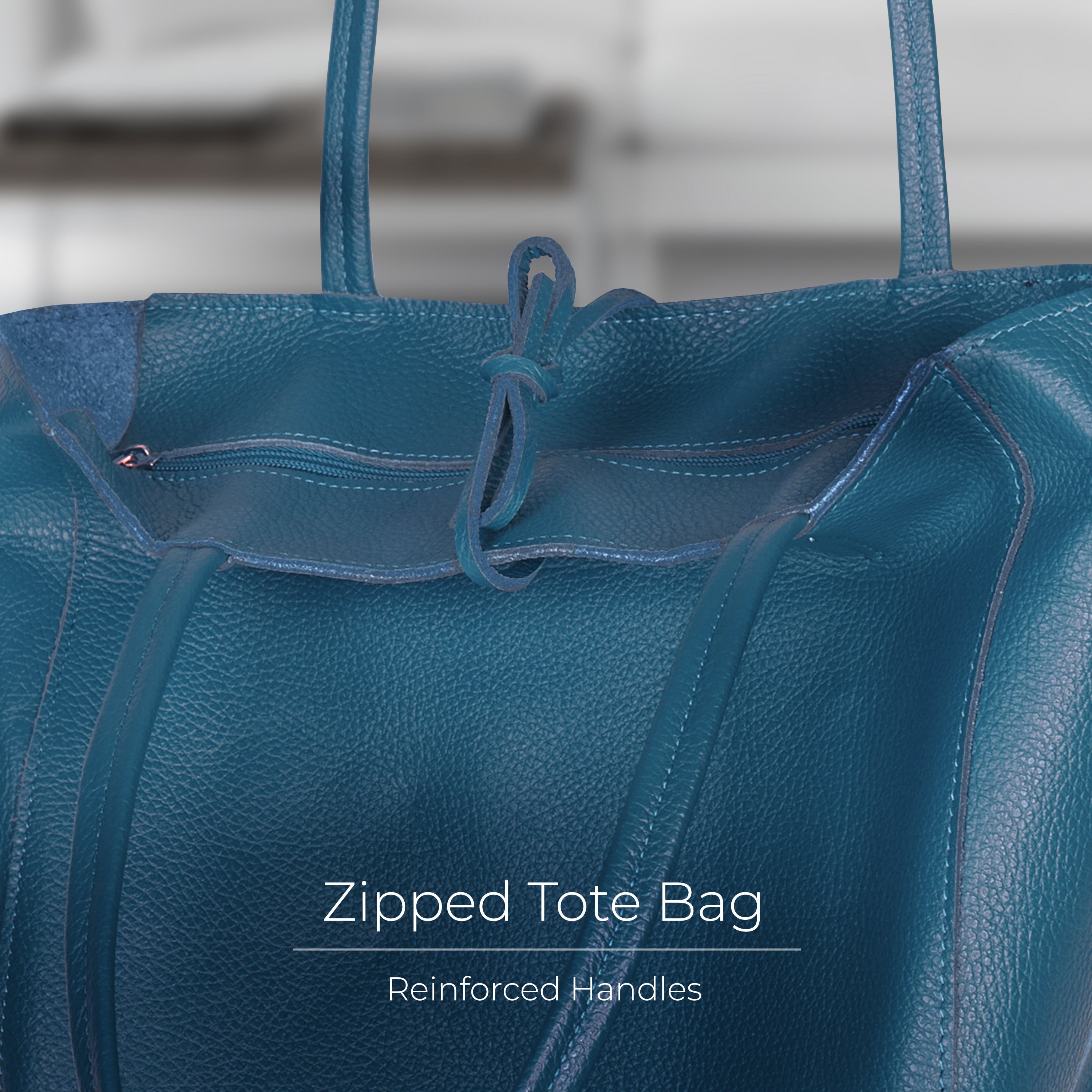 Italian Genuine Calf Leather Tote Bag - Minimalist Everyday Carryall