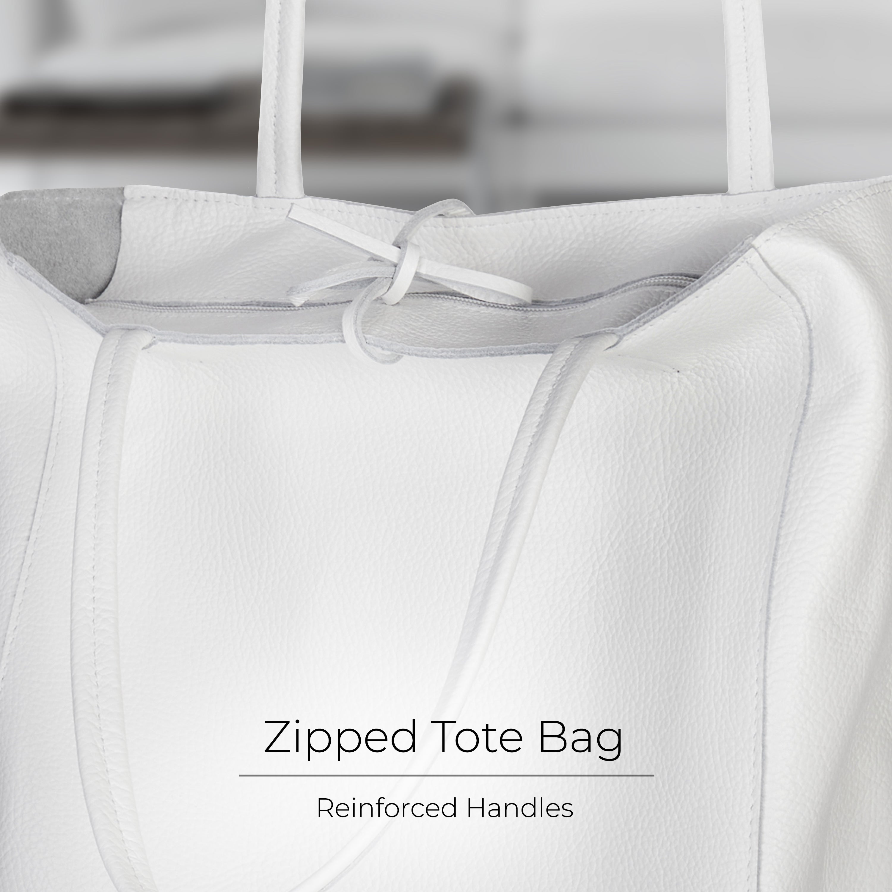 Italian Genuine Calf Leather Tote Bag - Minimalist Everyday Carryall