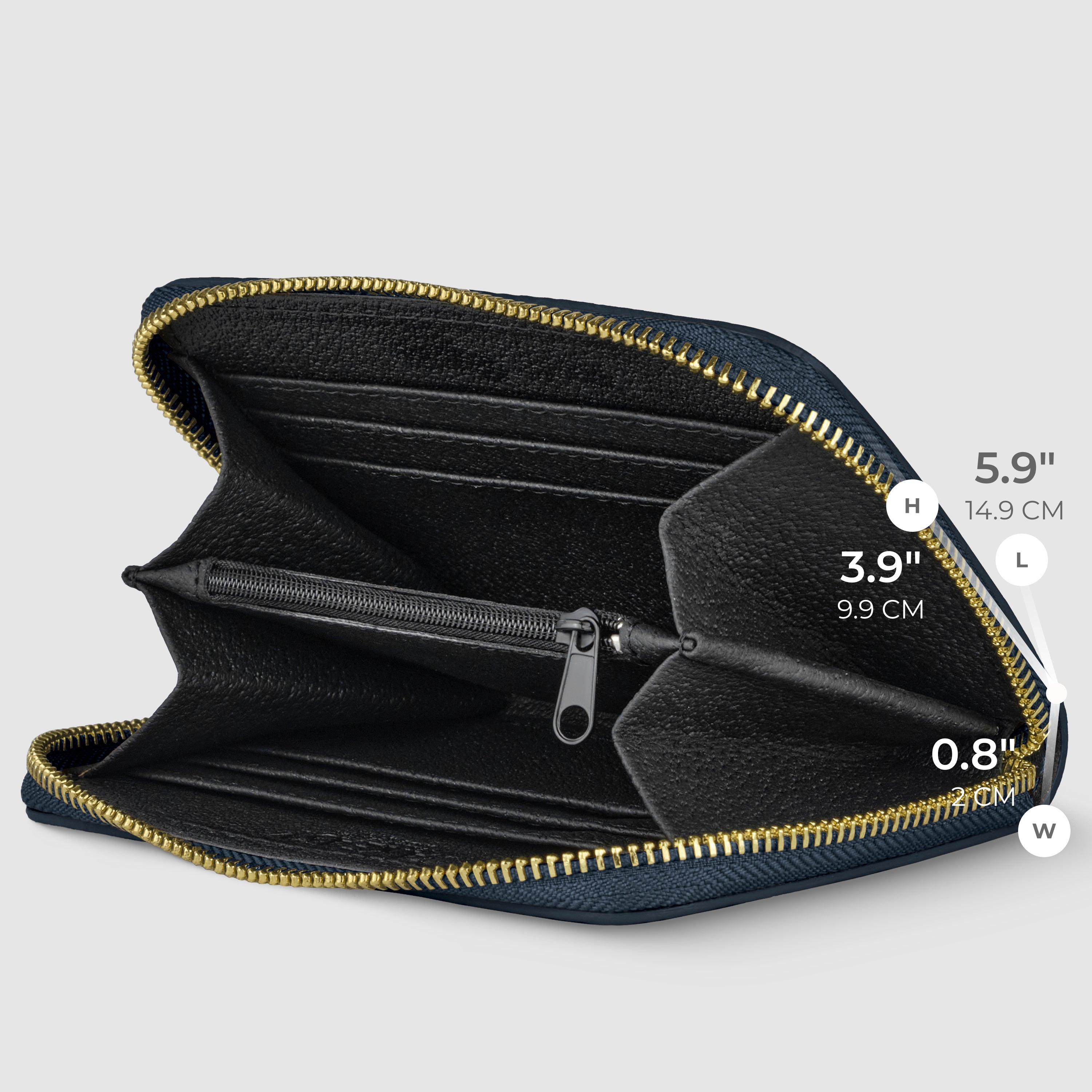 Italian Genuine Calf Leather Zippered Card Wallet