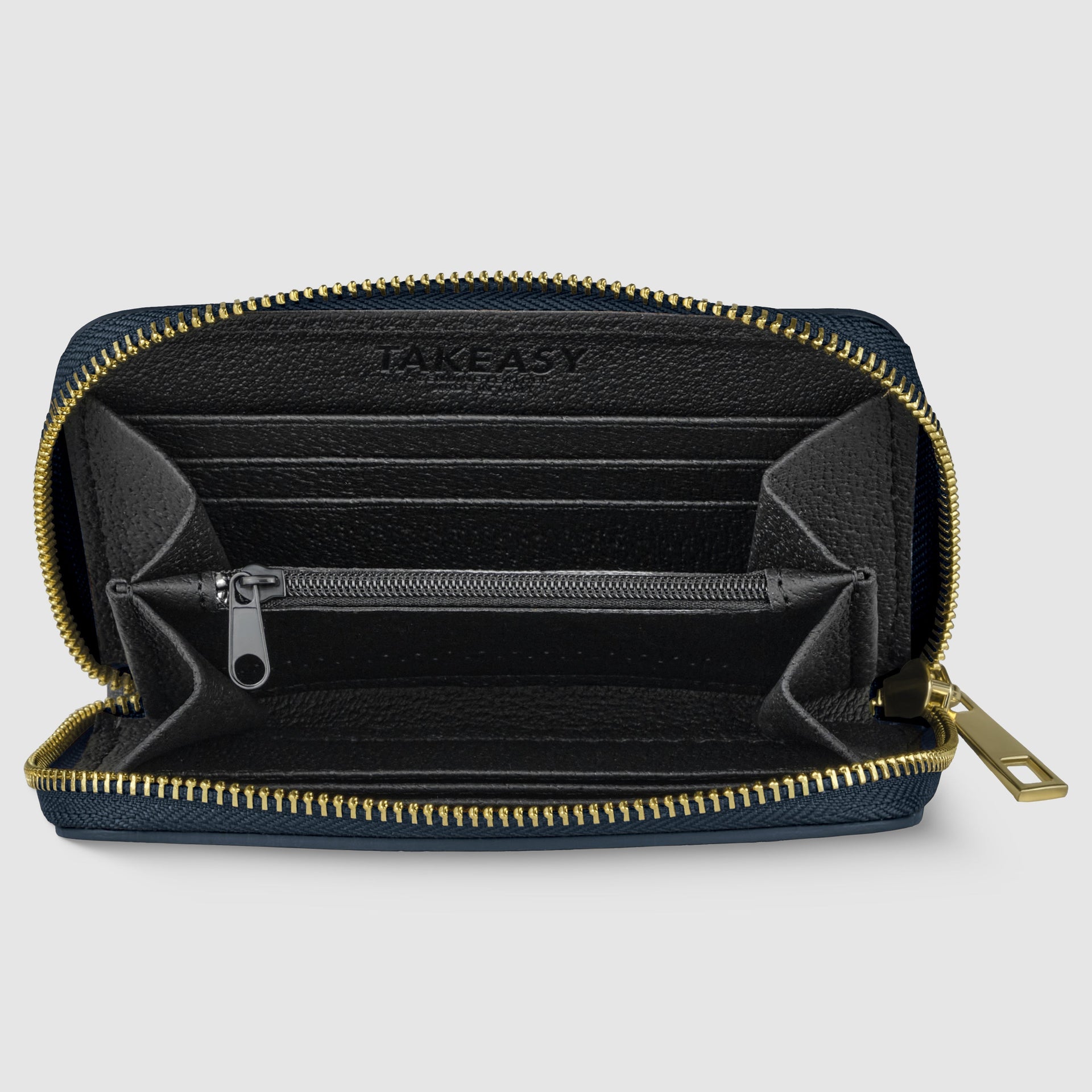 Italian Genuine Calf Leather Zippered Card Wallet