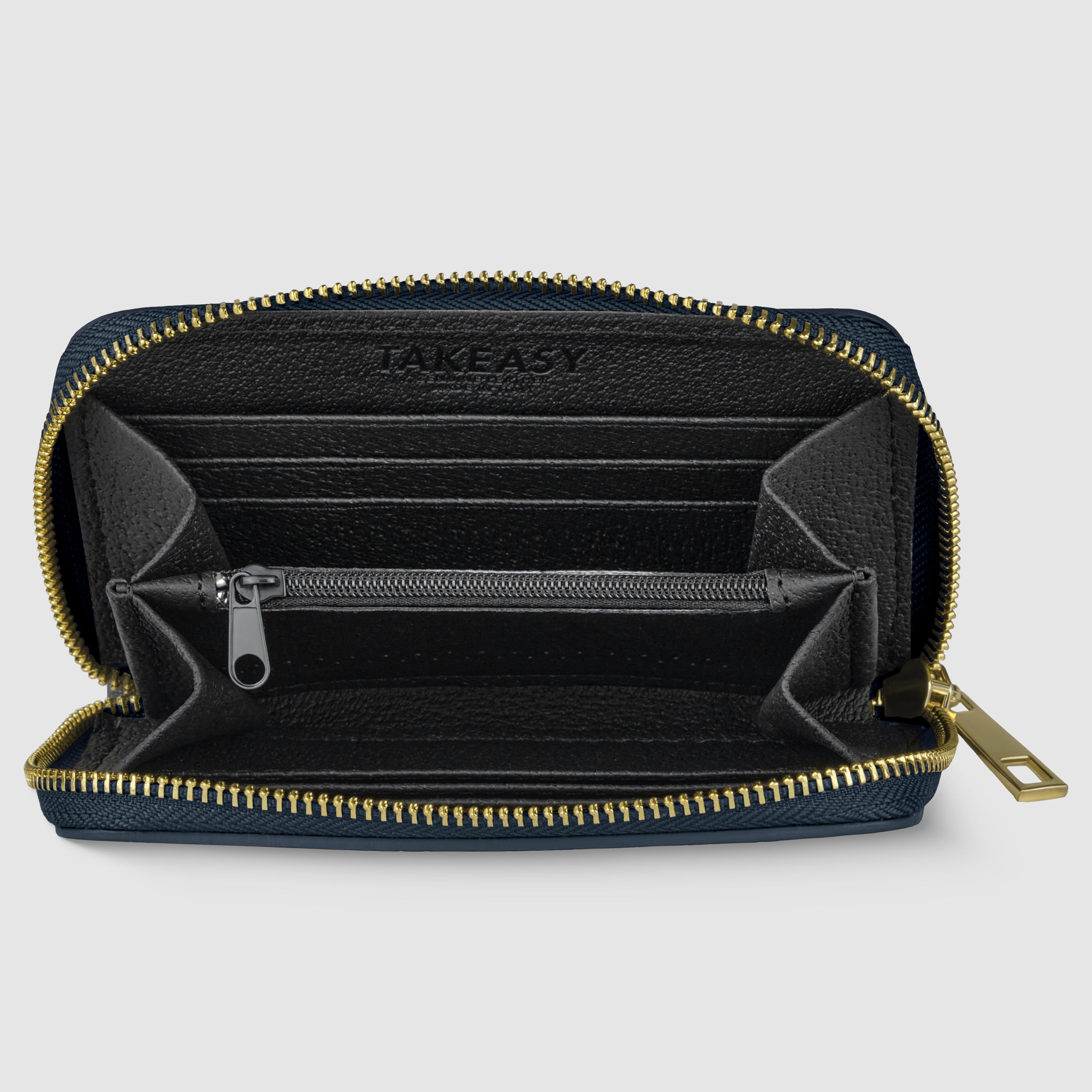 Italian Genuine Calf Leather Zippered Card Wallet