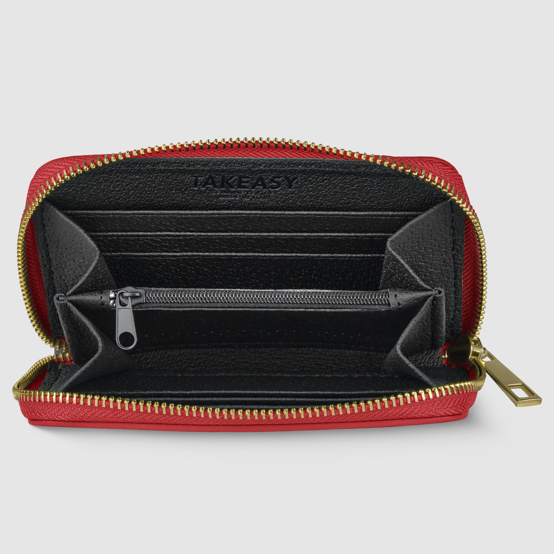 Italian Genuine Calf Leather Zippered Card Wallet