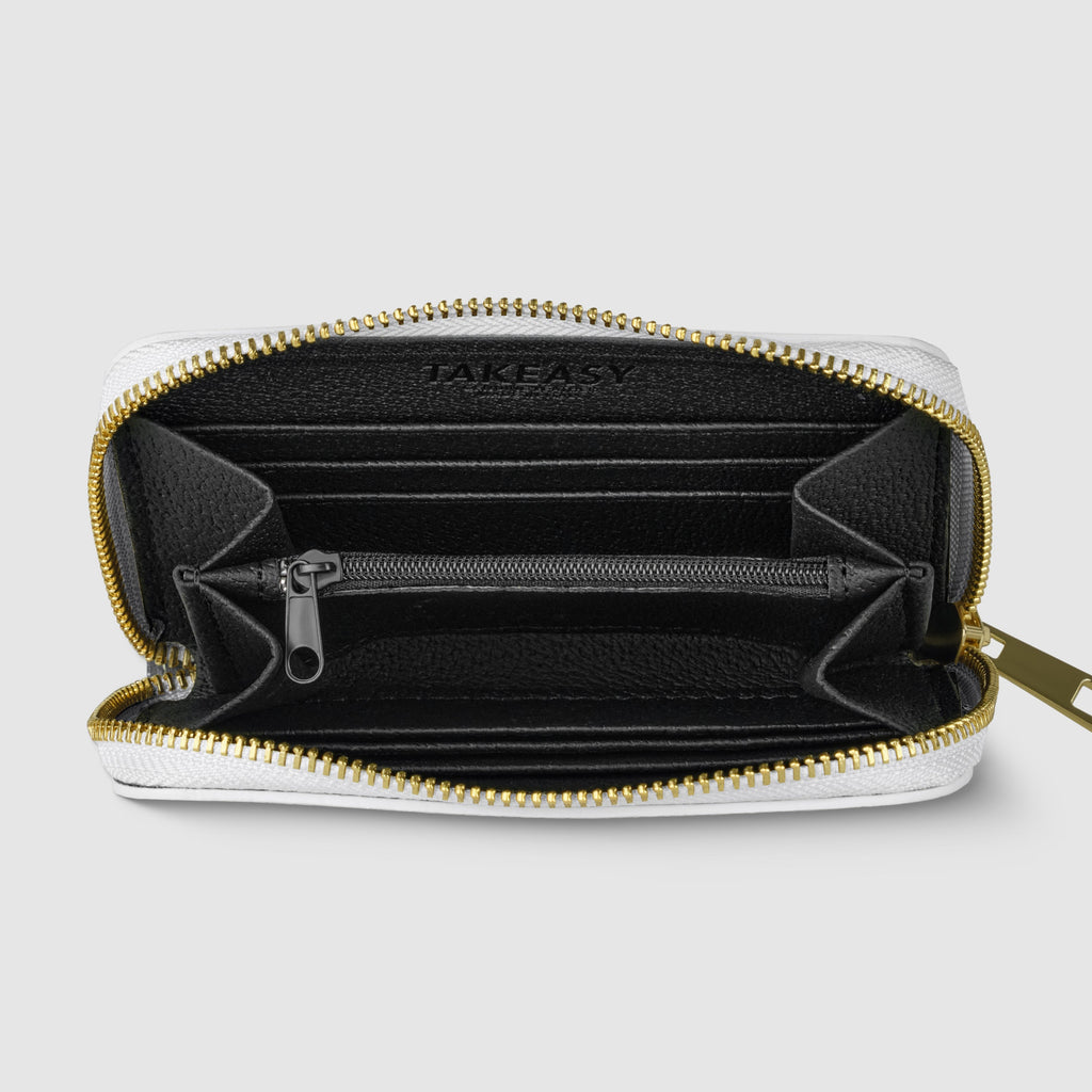 Italian Genuine Calf Leather Zippered Card Wallet