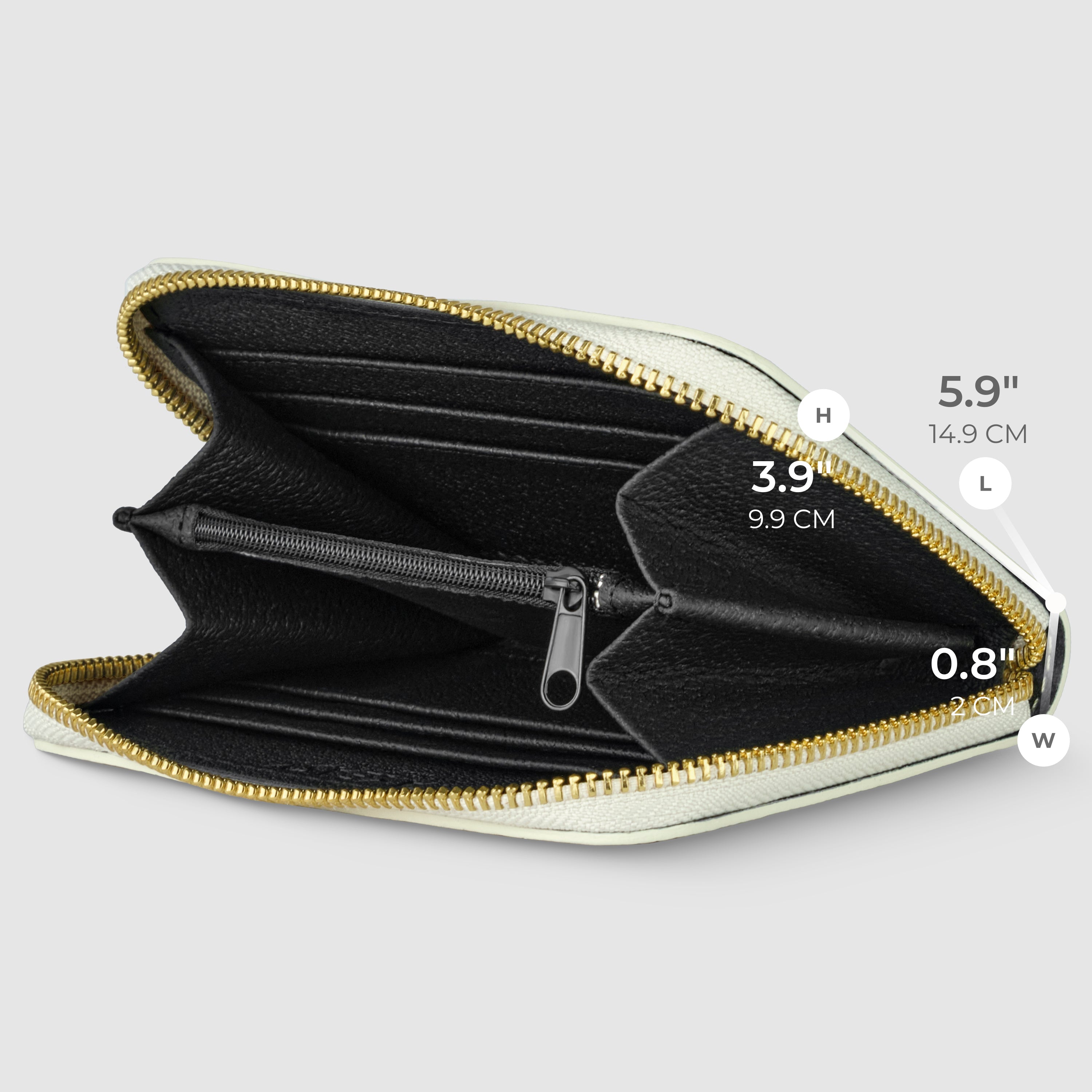 Italian Genuine Calf Leather Zippered Card Wallet