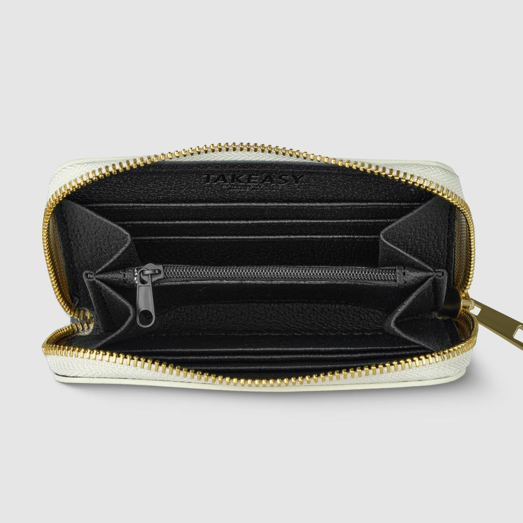 Italian Genuine Calf Leather Zippered Card Wallet