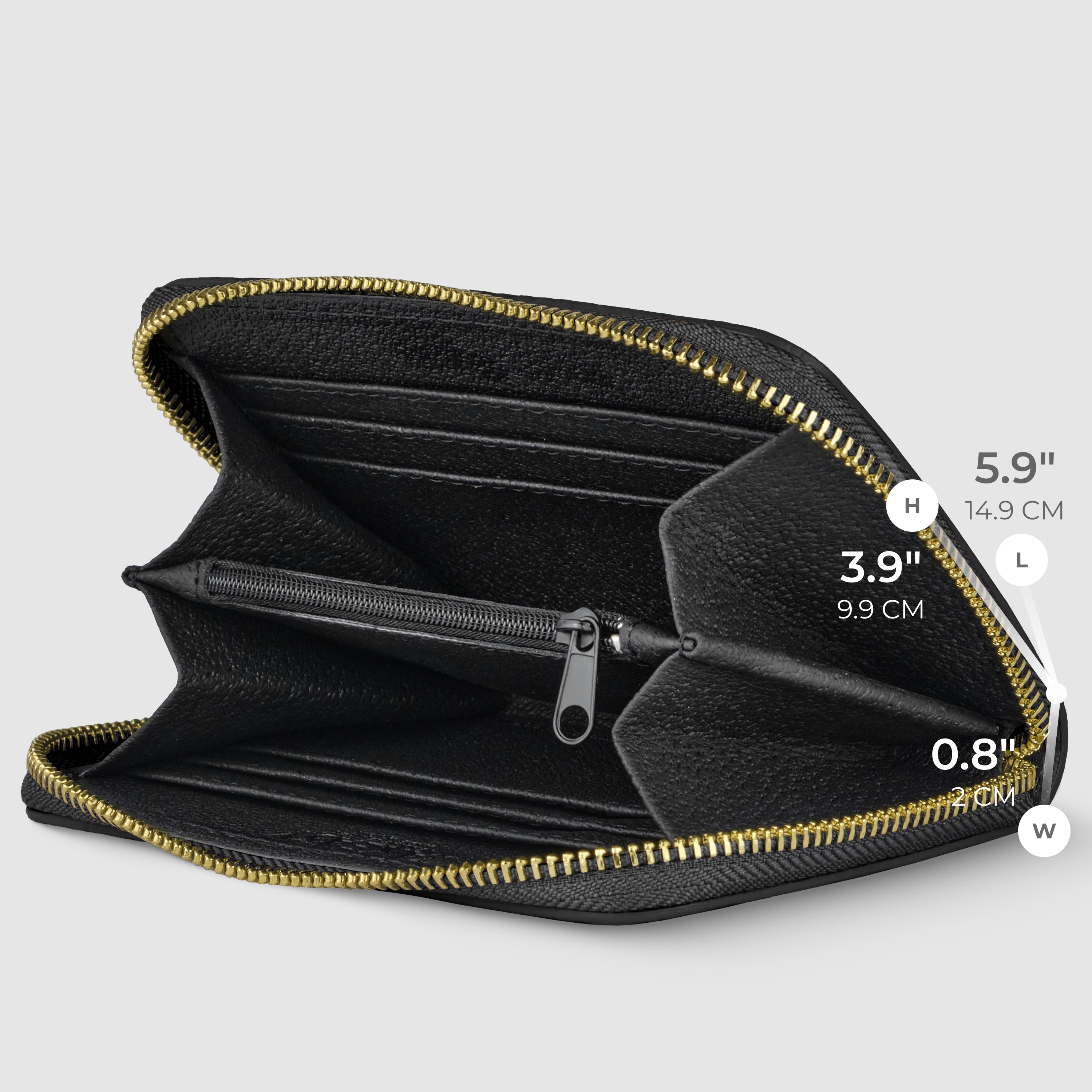 Italian Genuine Calf Leather Zippered Card Wallet