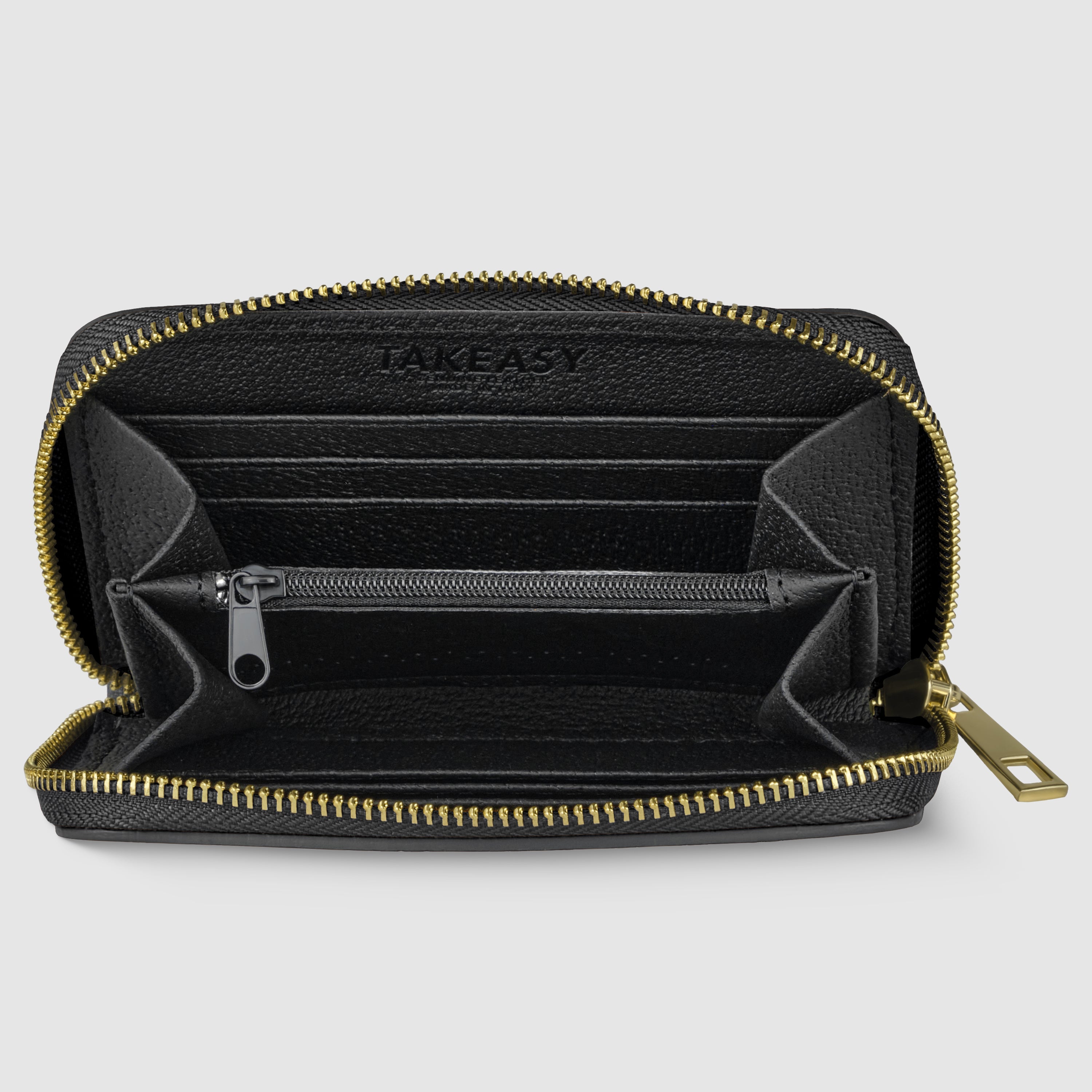 Italian Genuine Calf Leather Zippered Card Wallet