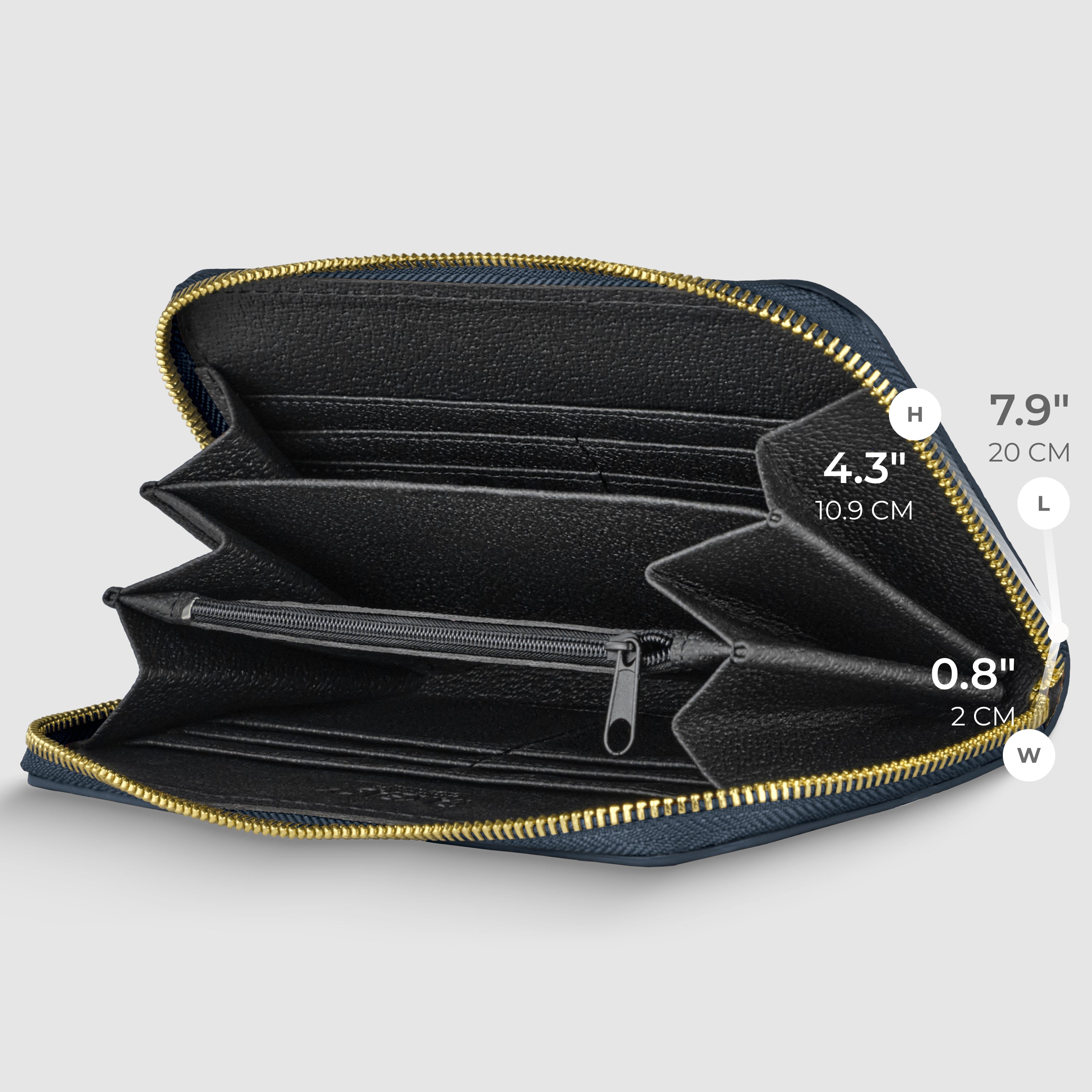 Italian Genuine Calf Leather Zip-Around Organizer Wallet