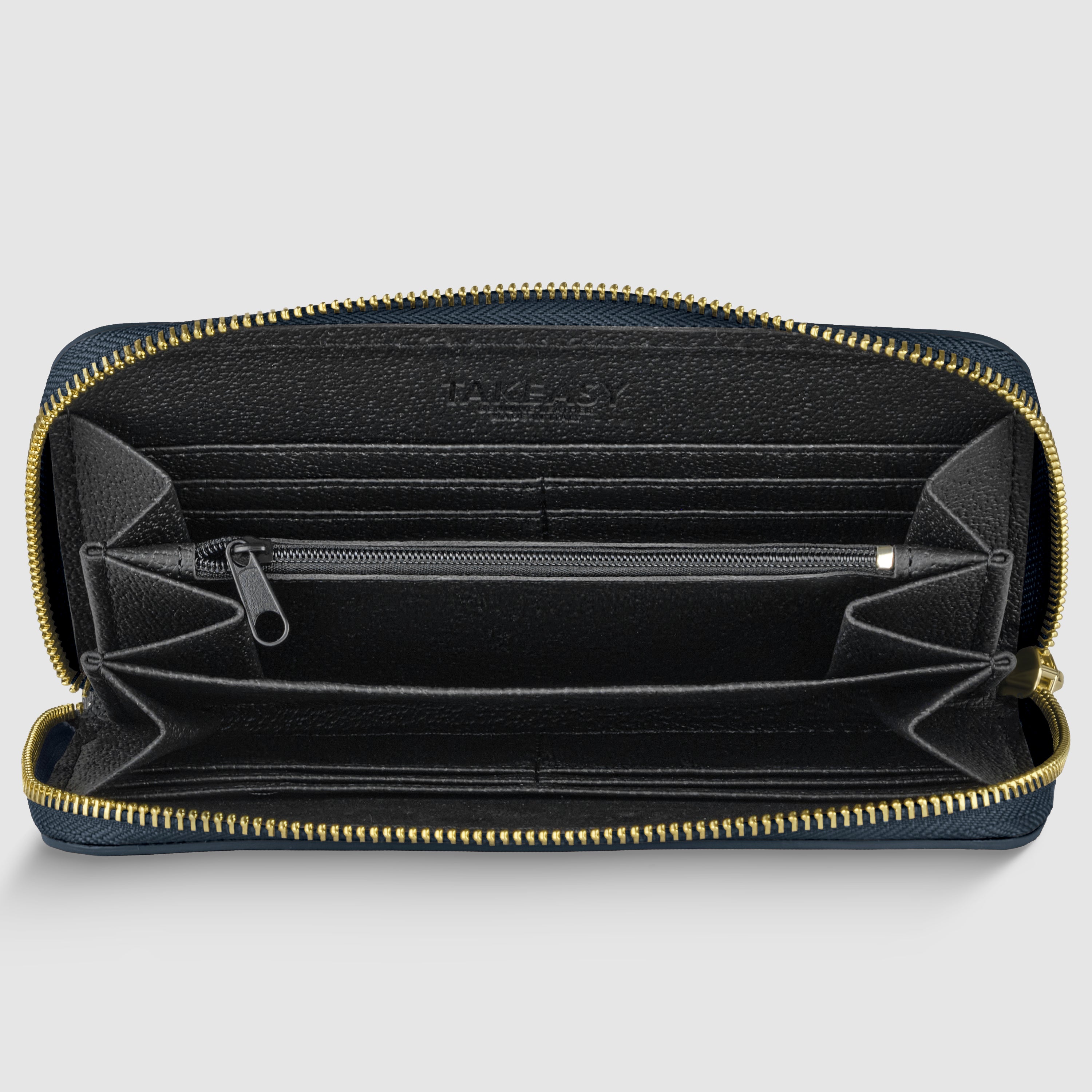 Italian Genuine Calf Leather Zip-Around Organizer Wallet