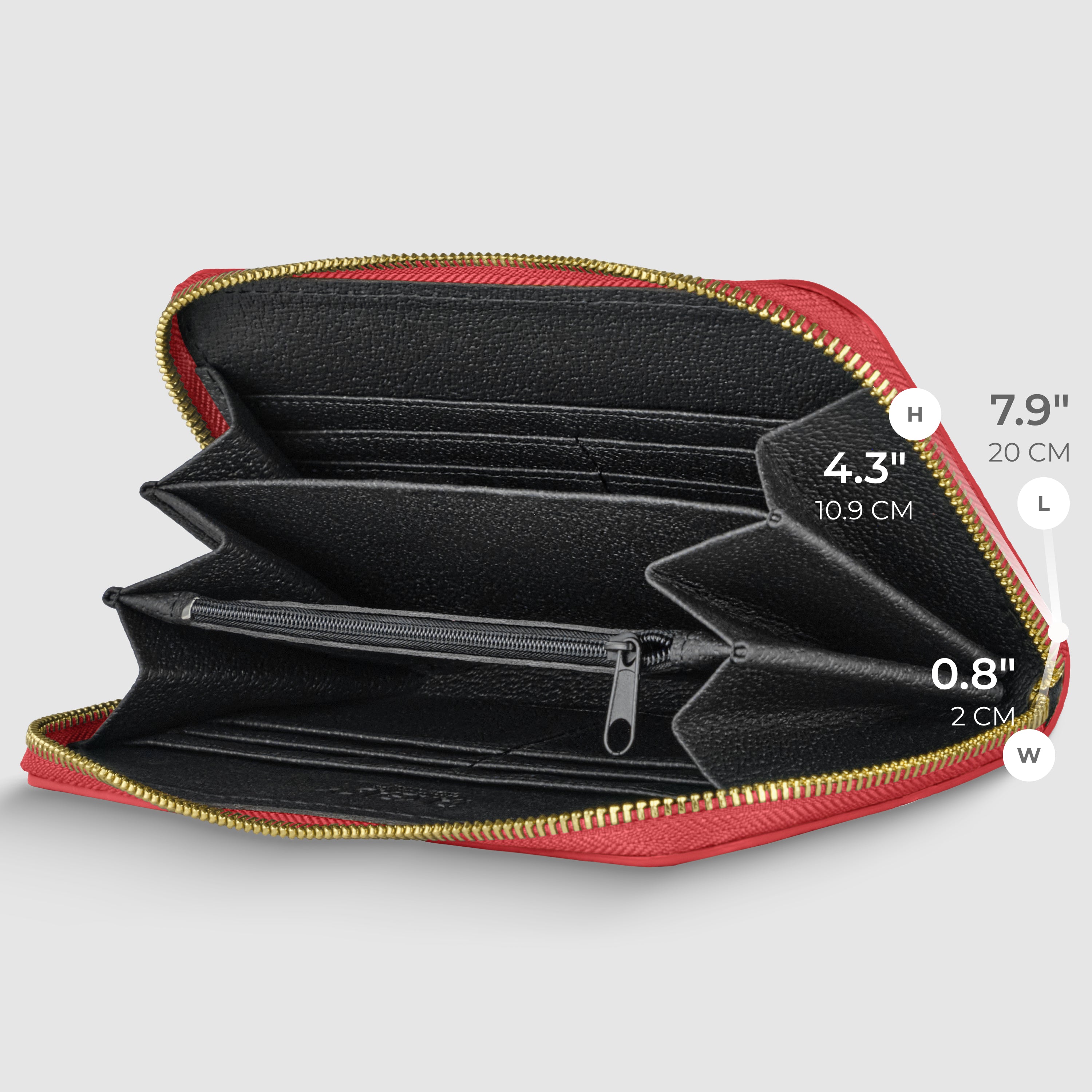 Italian Genuine Calf Leather Zip-Around Organizer Wallet
