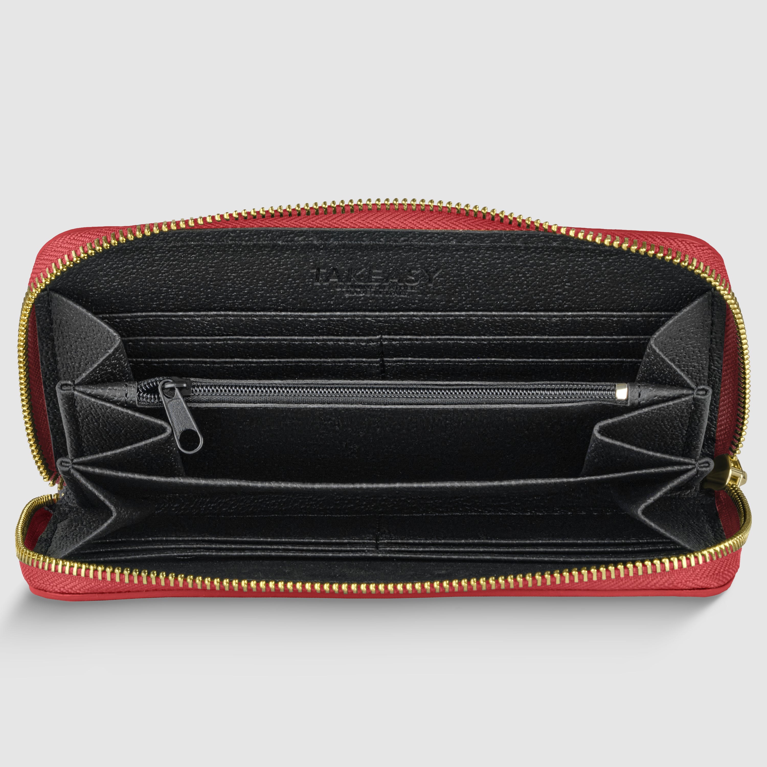 Italian Genuine Calf Leather Zip-Around Organizer Wallet