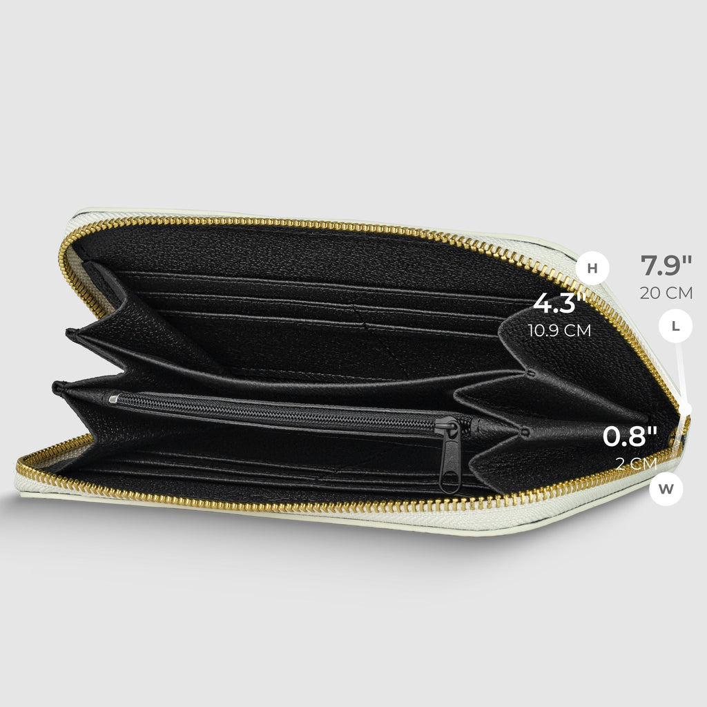 Italian Genuine Calf Leather Zip-Around Organizer Wallet