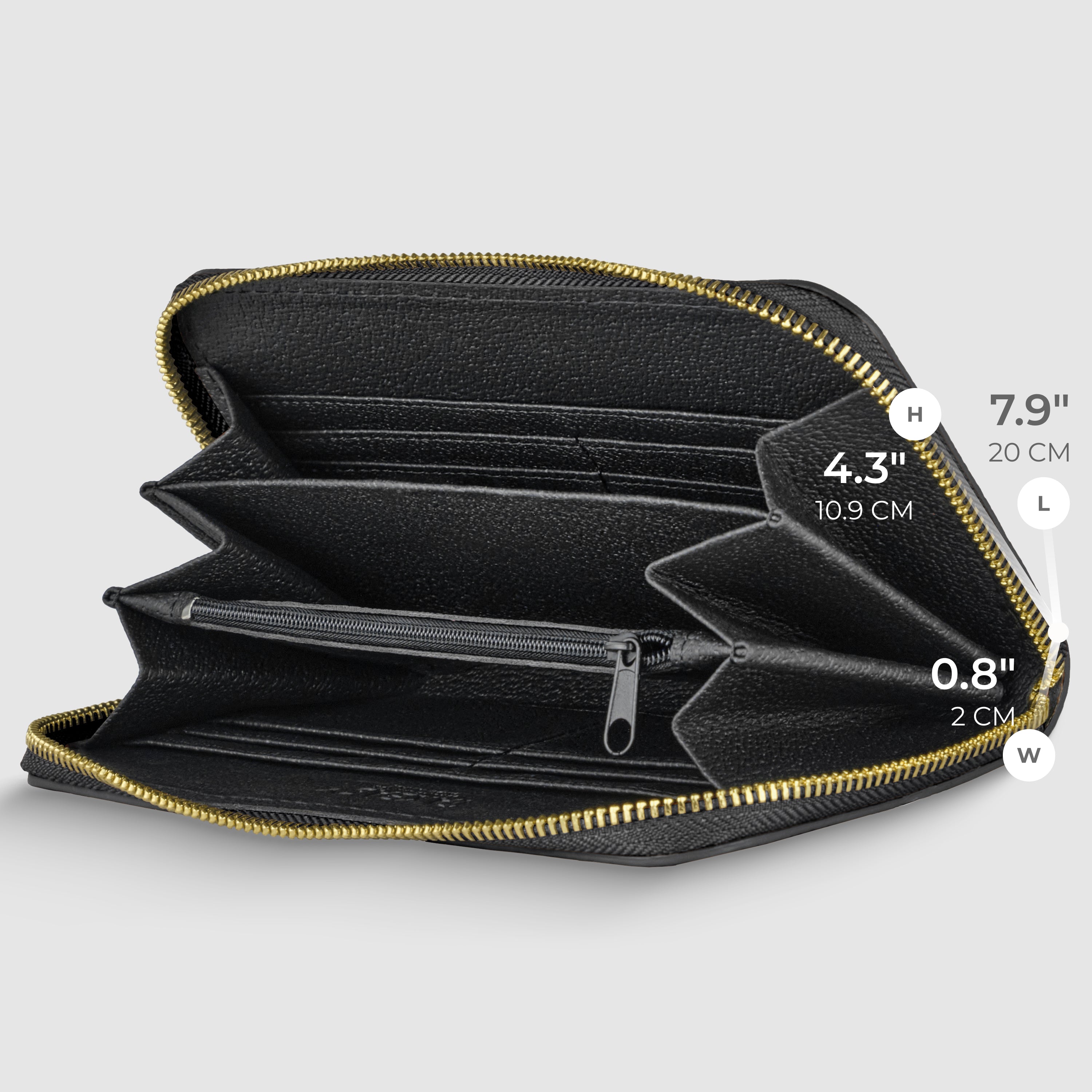 Italian Genuine Calf Leather Zip-Around Organizer Wallet