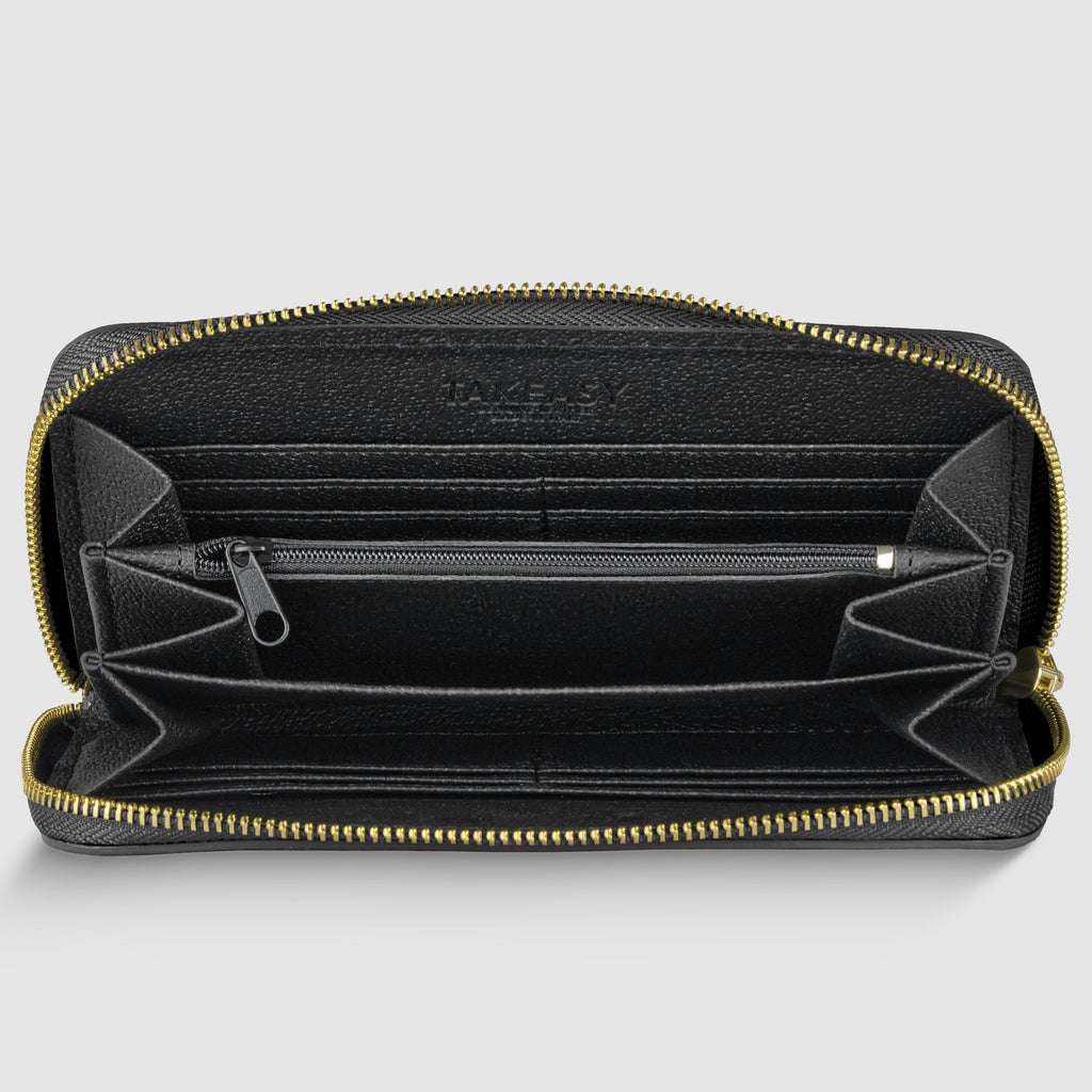 Italian Genuine Calf Leather Zip-Around Organizer Wallet