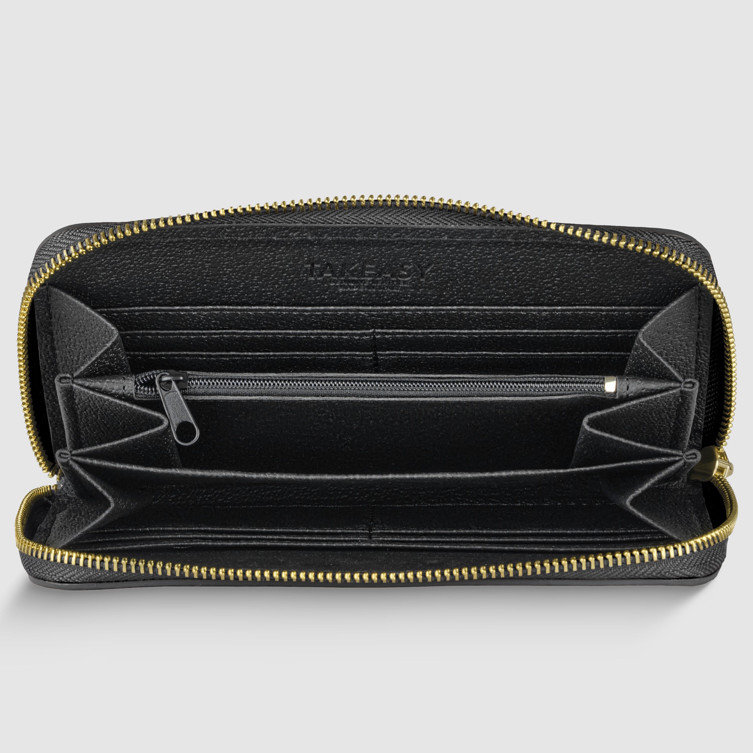 Italian Genuine Calf Leather Zip-Around Organizer Wallet