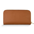 Classic Italian genuine calf leather zip-around organizer wallet in solid color