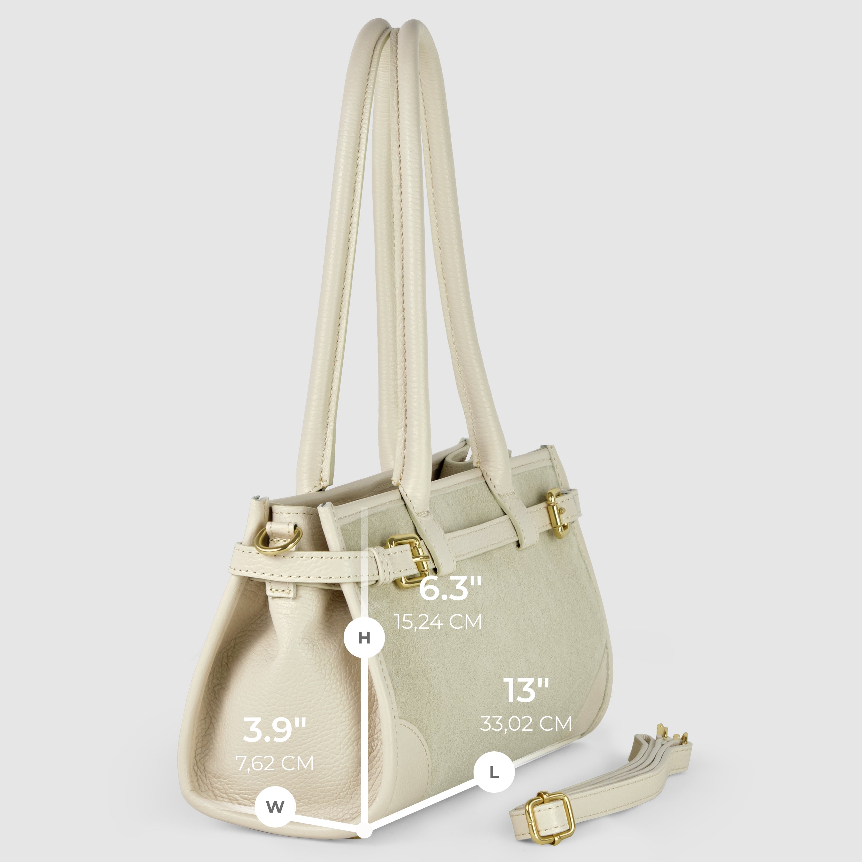Italian Genuine Suede & Calf Leather Shoulder Bag