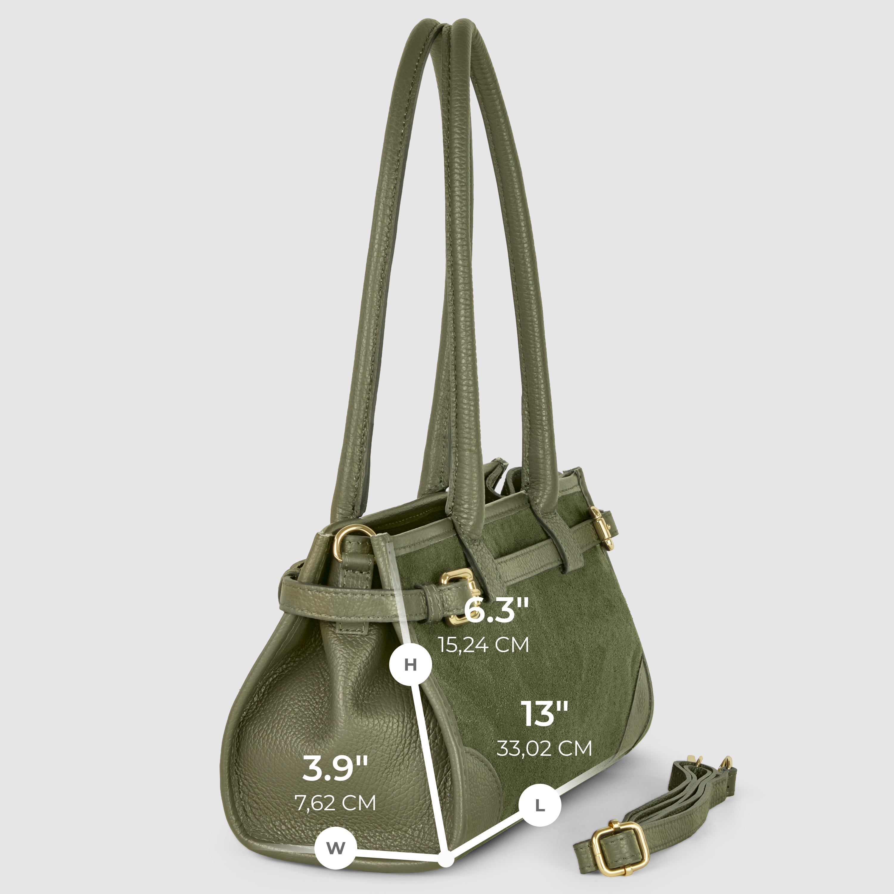 Italian Genuine Suede & Calf Leather Shoulder Bag