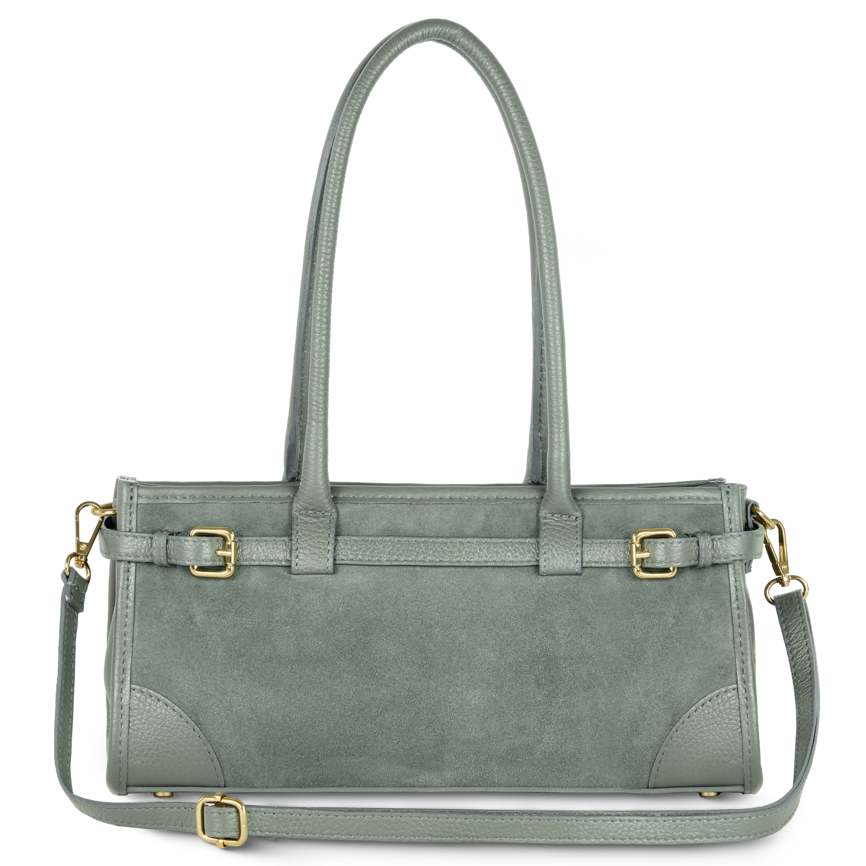 Italian Genuine Suede & Calf Leather Shoulder Bag