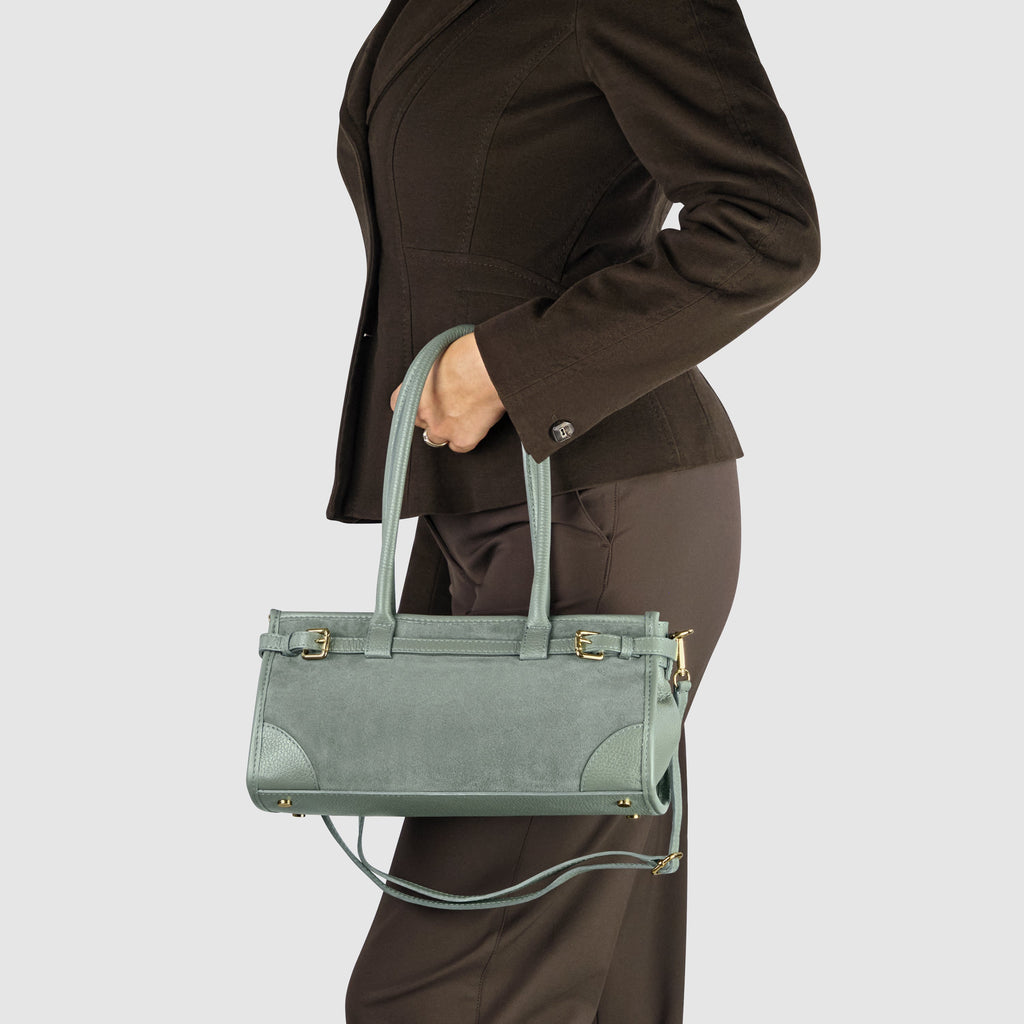 Italian Genuine Suede & Calf Leather Shoulder Bag