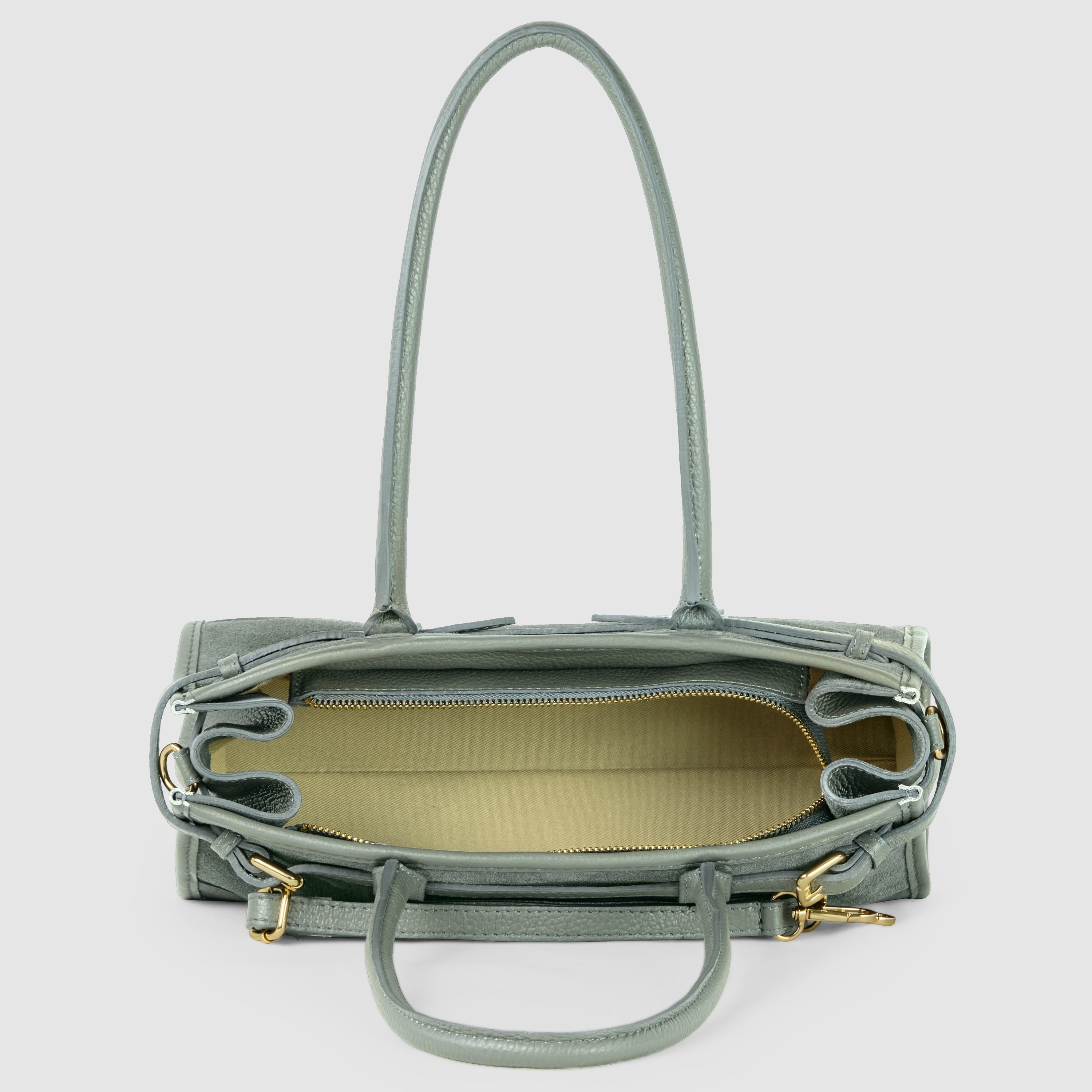 Italian Genuine Suede & Calf Leather Shoulder Bag