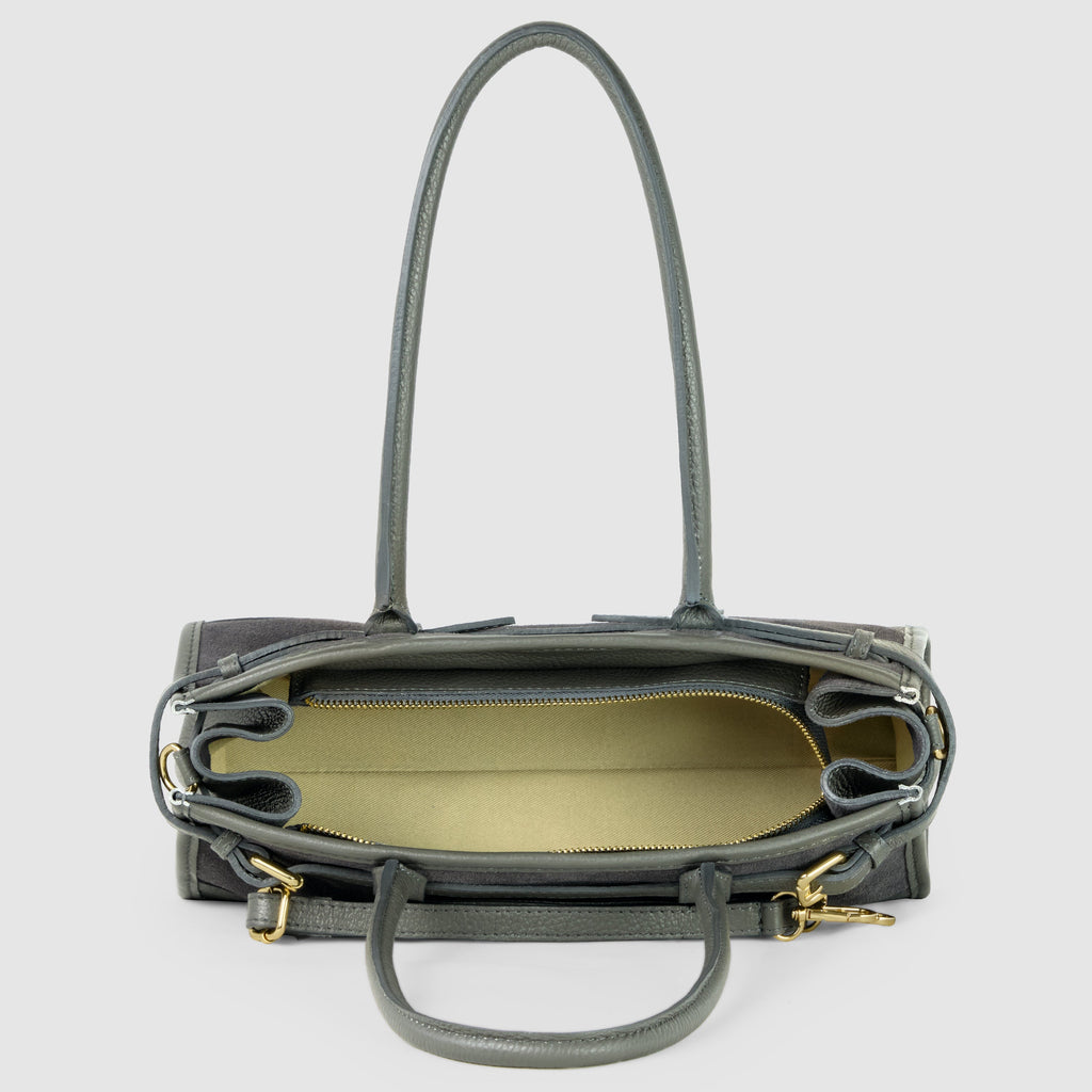 Italian Genuine Suede & Calf Leather Shoulder Bag