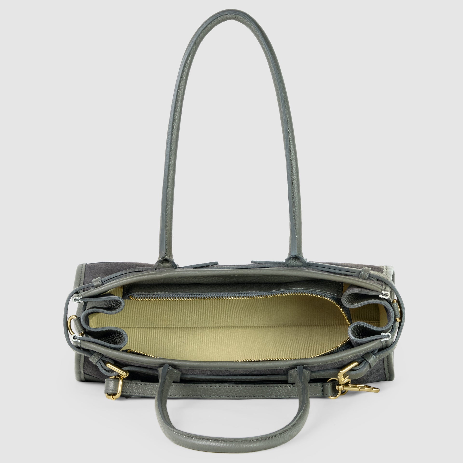 Italian Genuine Suede & Calf Leather Shoulder Bag