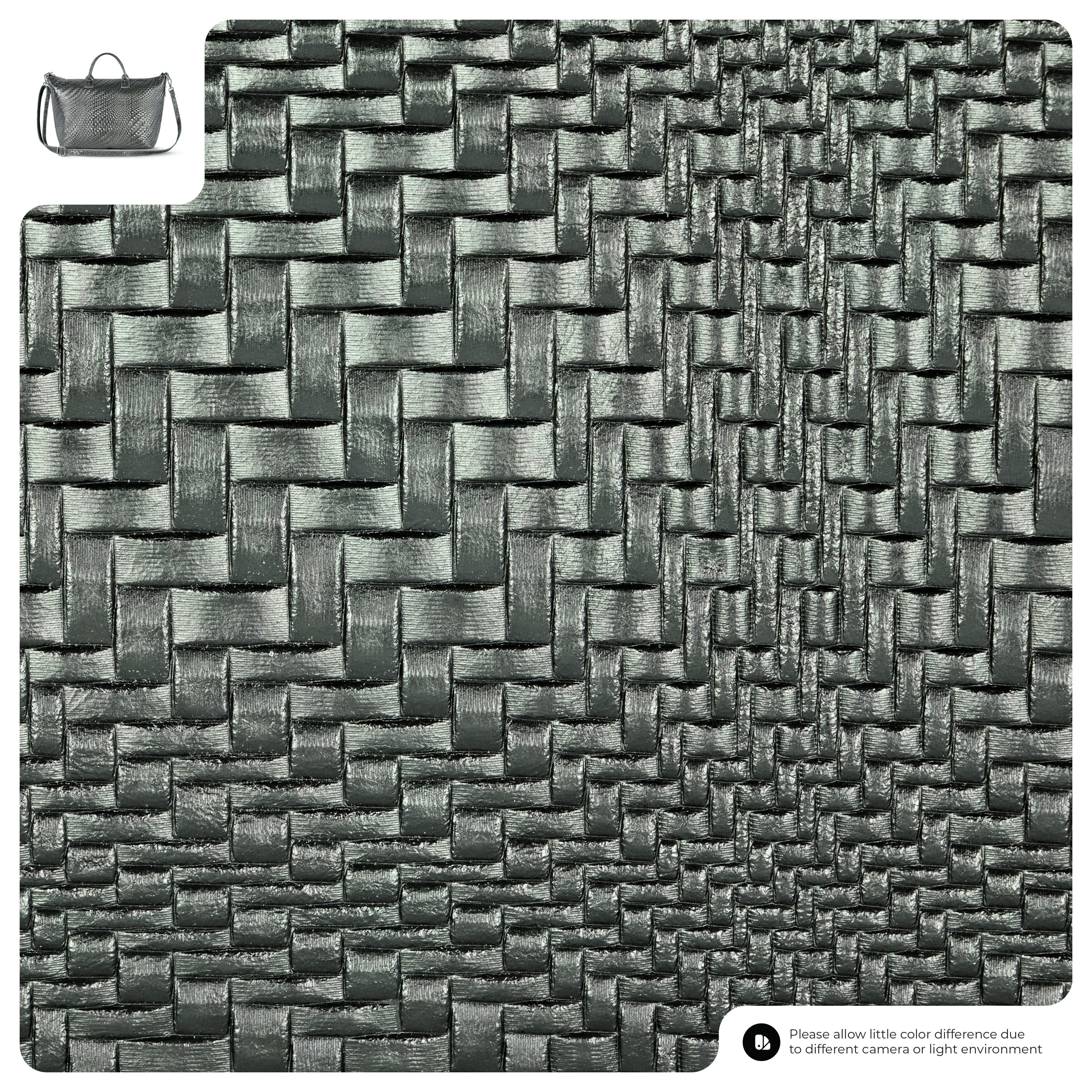 Italian Genuine Grid Metallic Suede Top-Handle Bag