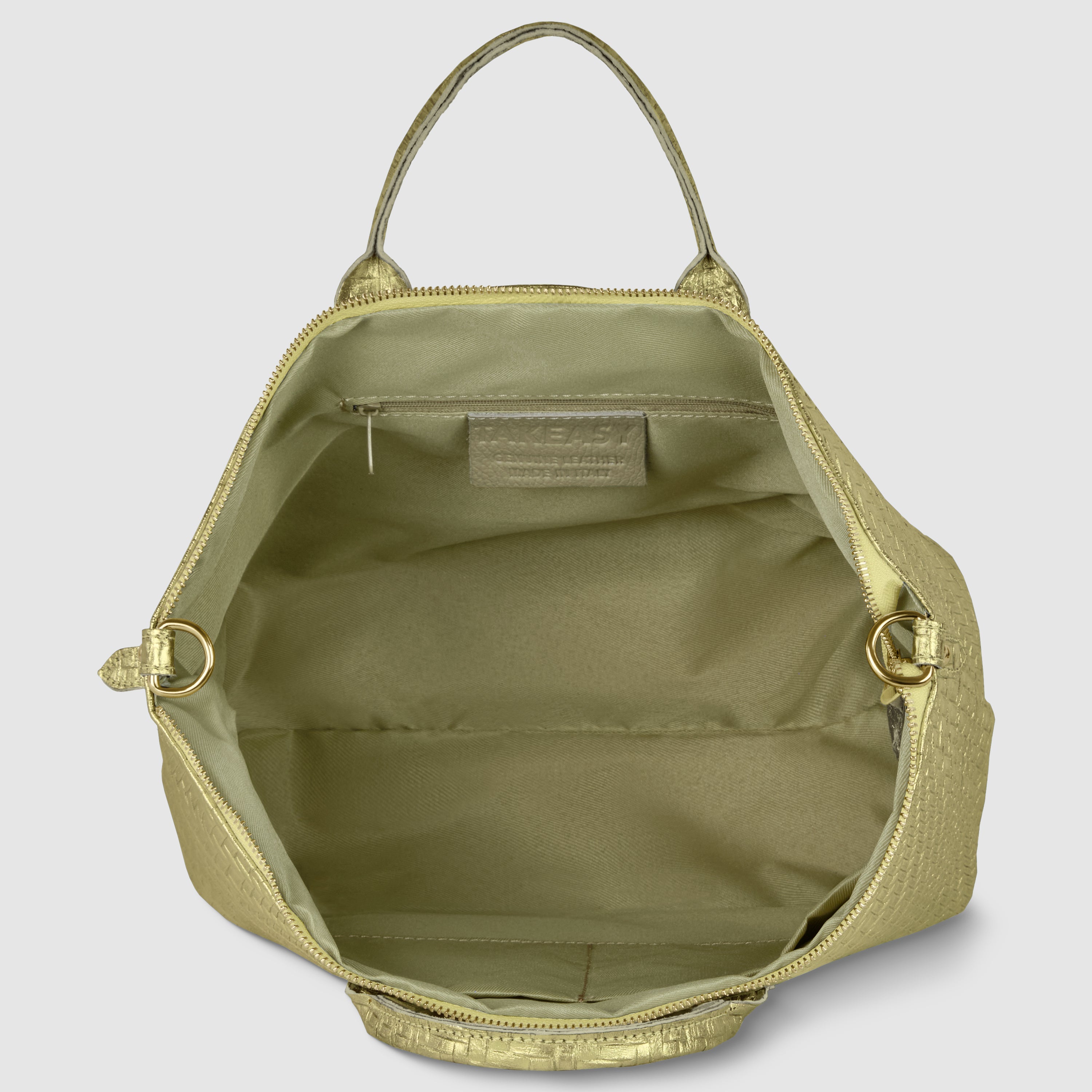 Italian Genuine Grid Metallic Suede Top-Handle Bag