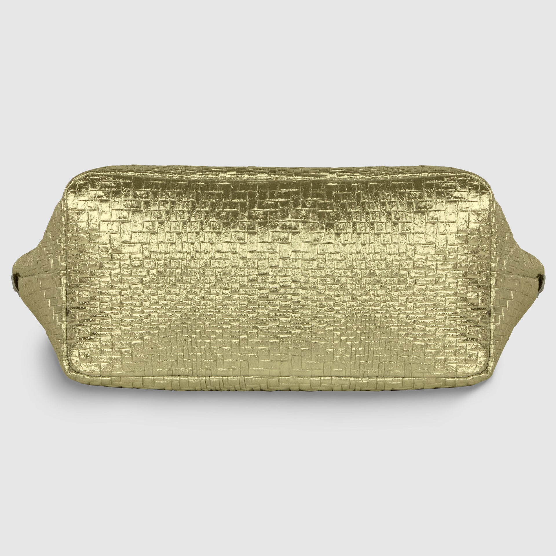 Italian Genuine Grid Metallic Suede Top-Handle Bag