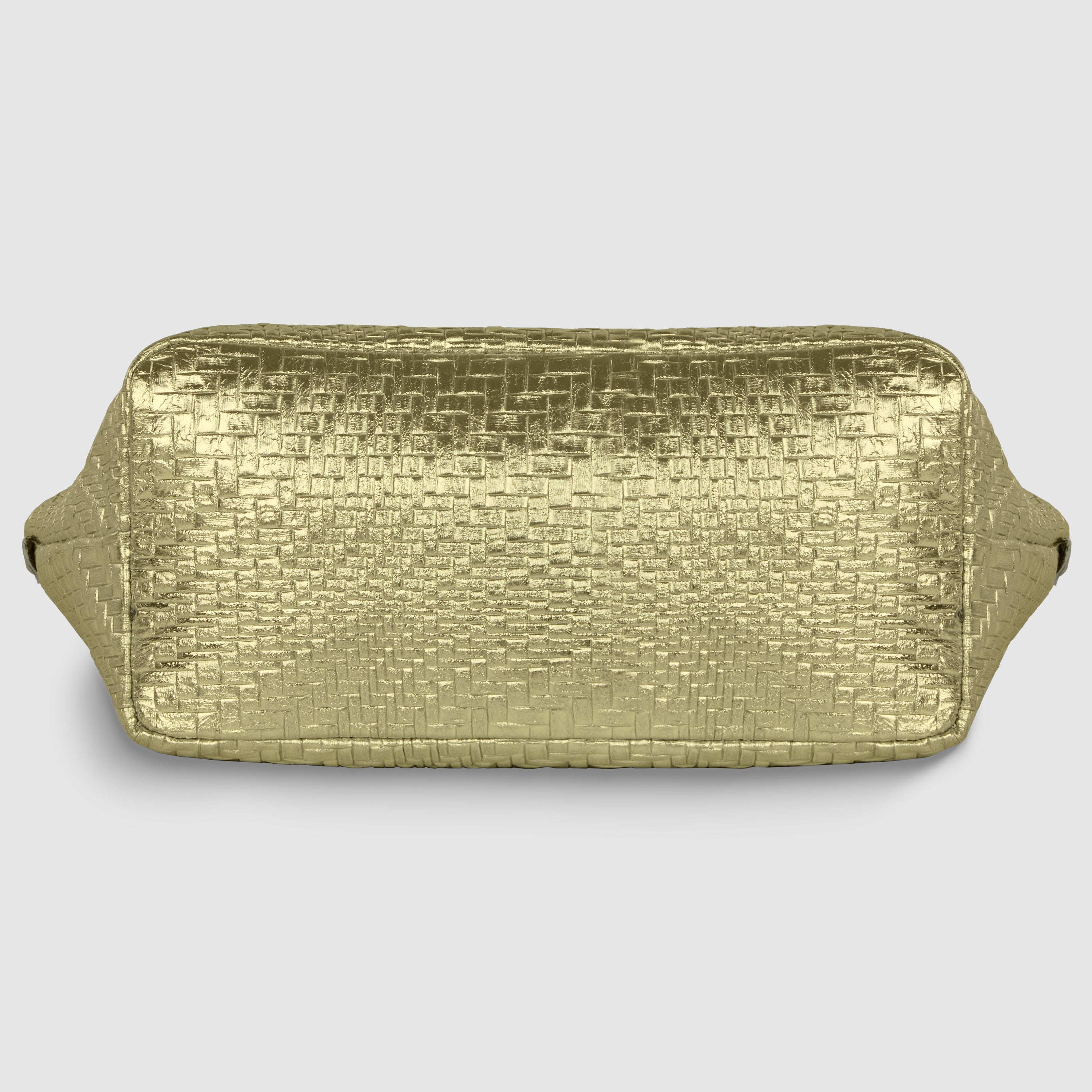 Italian Genuine Grid Metallic Suede Top-Handle Bag