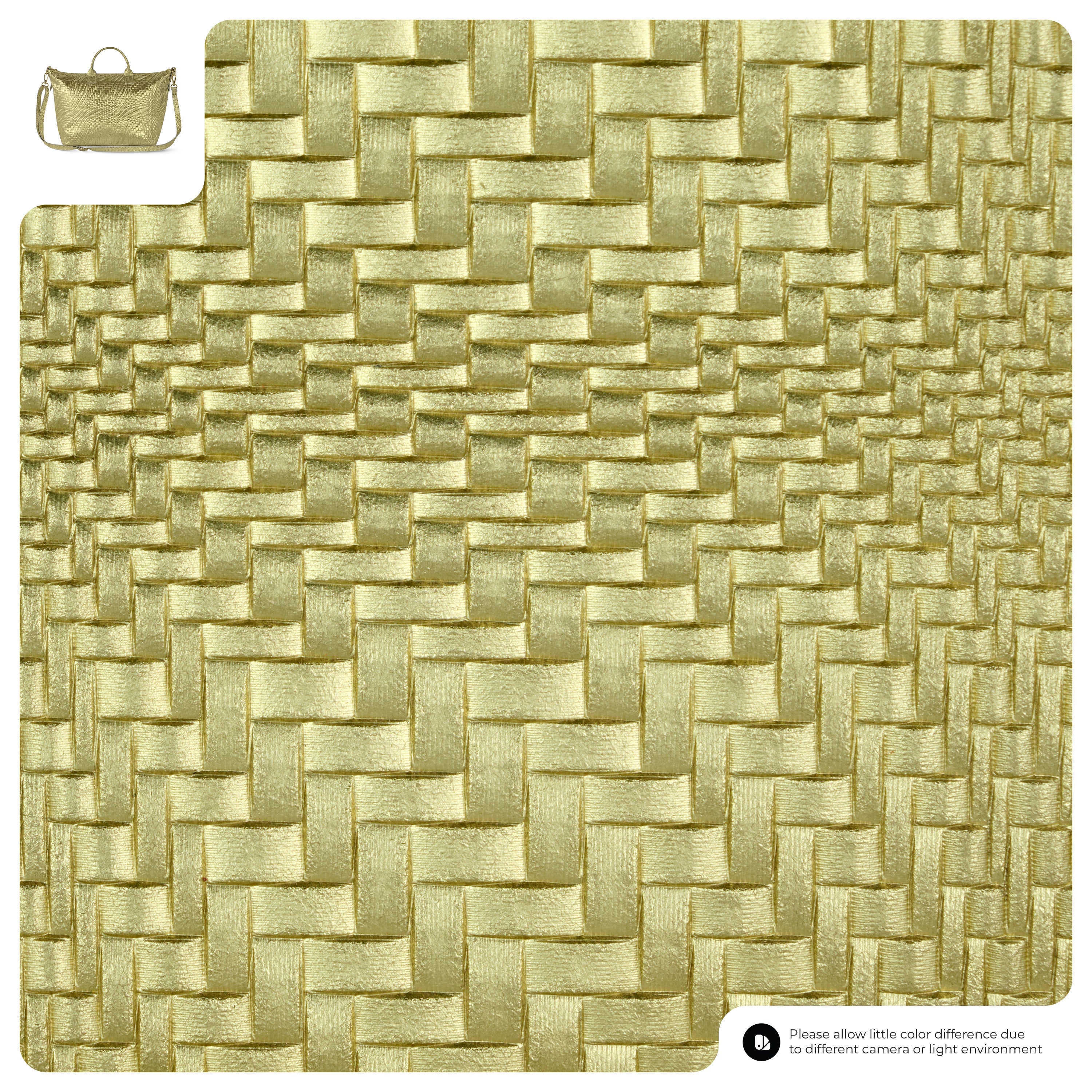 Italian Genuine Grid Metallic Suede Top-Handle Bag
