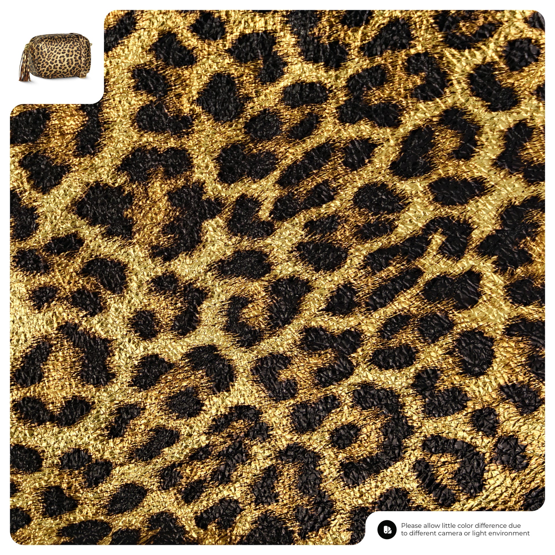 Italian Genuine Leopard-Print Metallic Suede Crossbody Bag