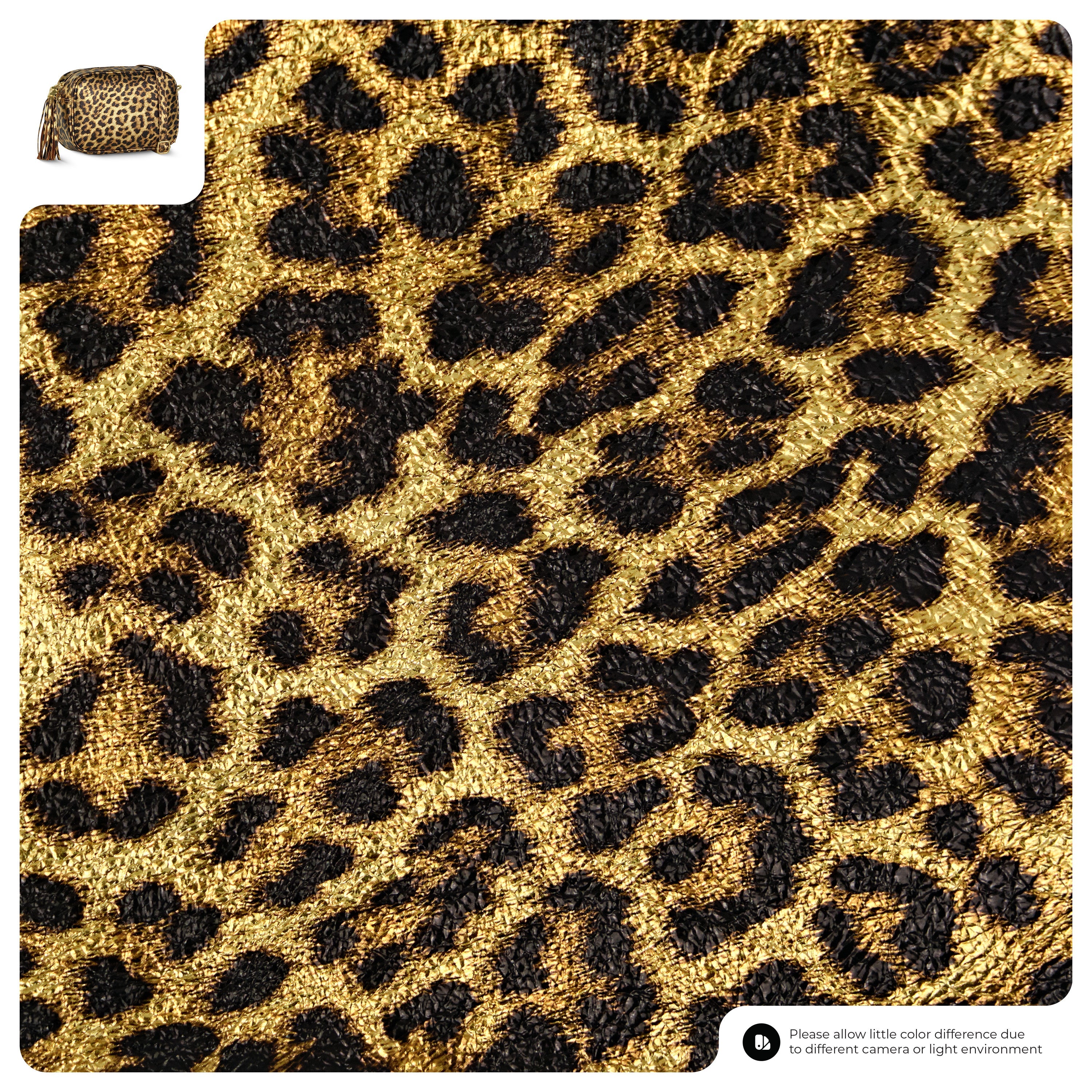 Italian Genuine Leopard-Print Metallic Suede Crossbody Bag