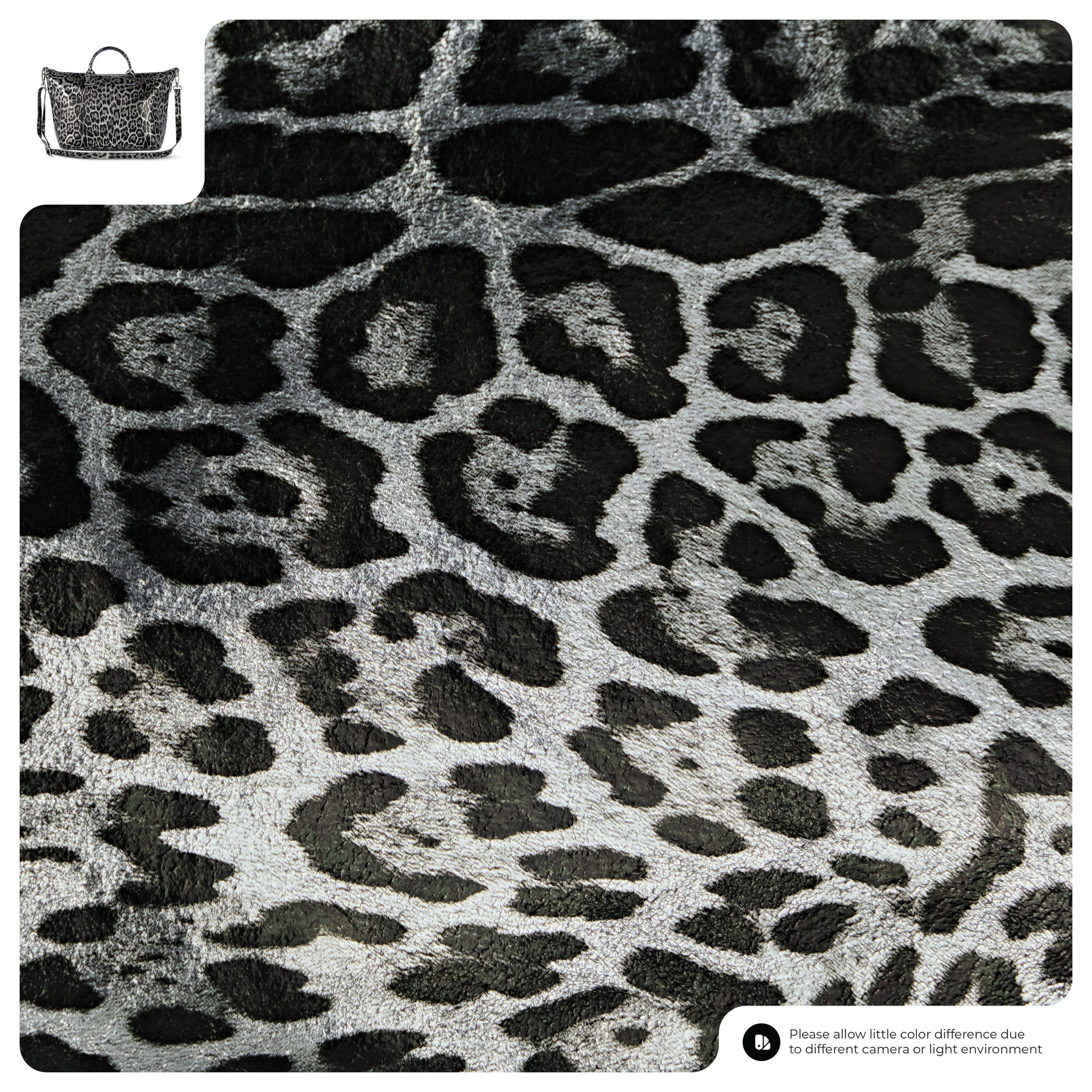 Italian Genuine Leopard-Print Metallic Suede Top-Handle Bag
