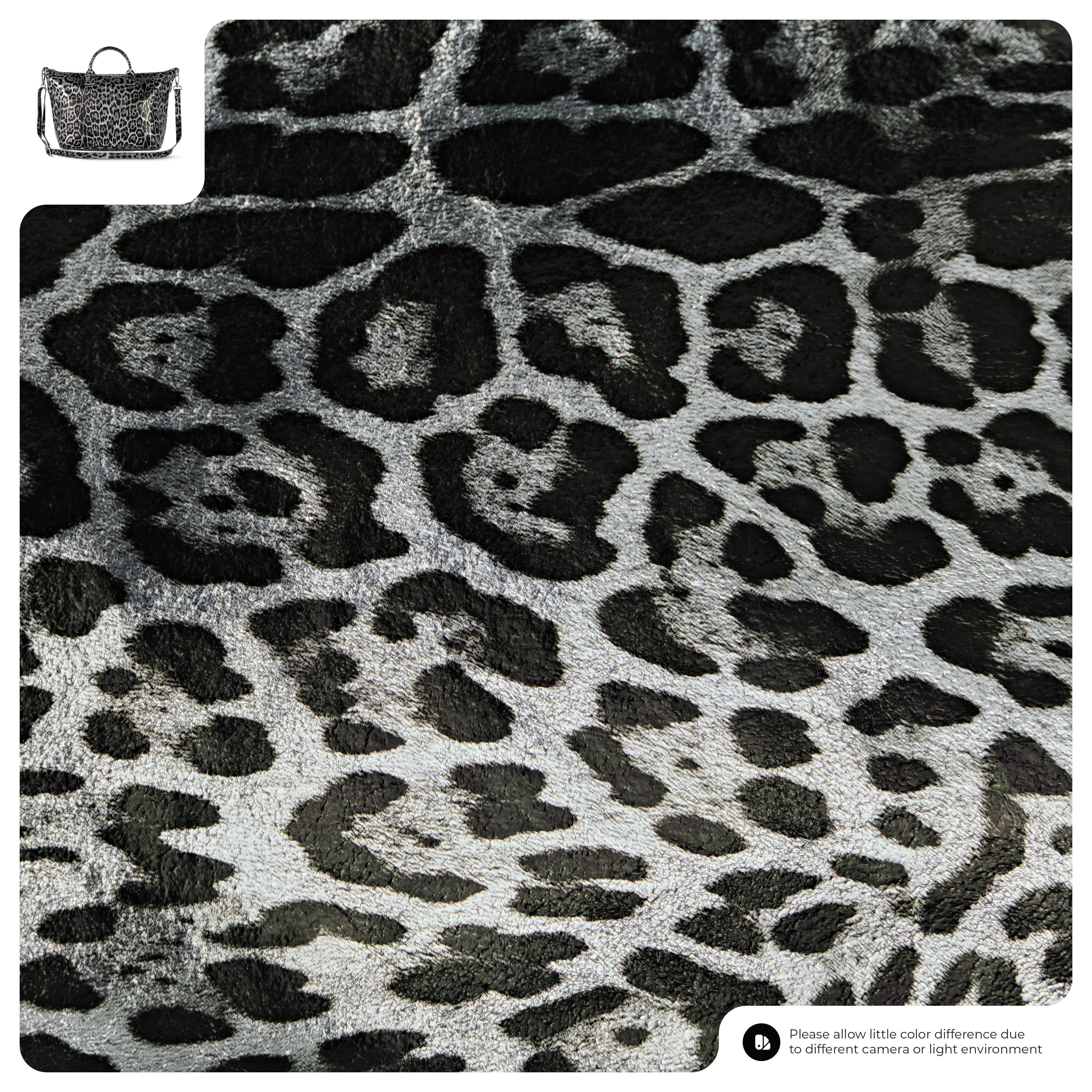 Italian Genuine Leopard-Print Metallic Suede Top-Handle Bag