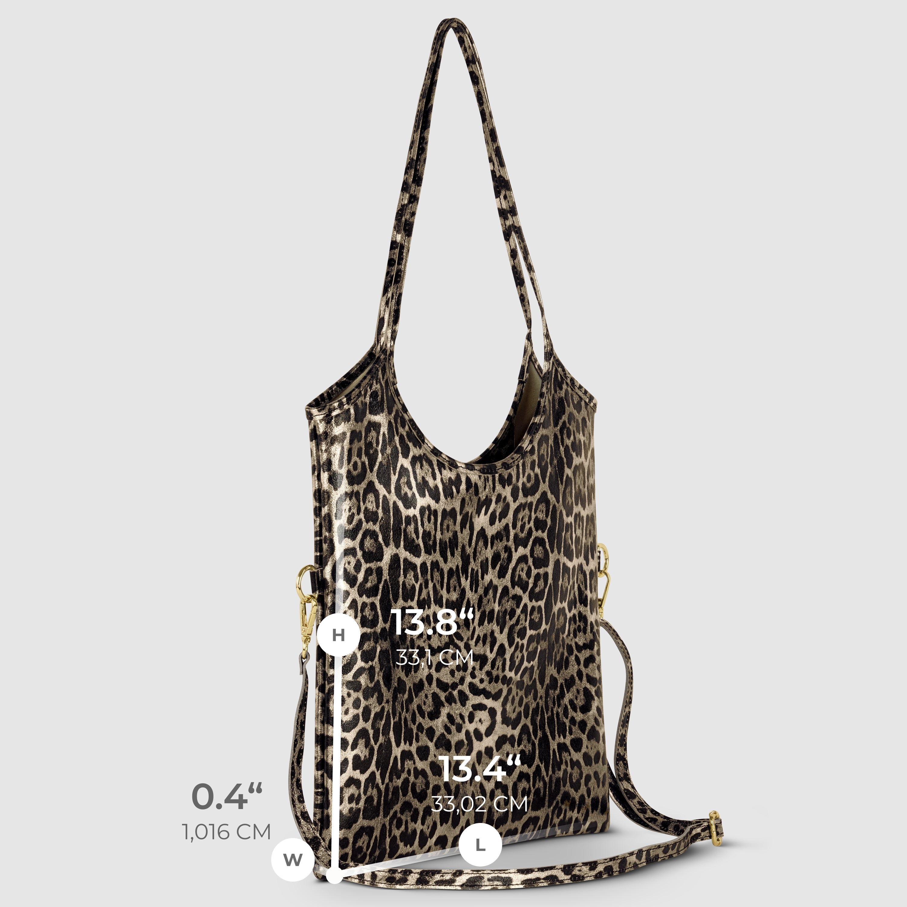Italian Genuine Leopard-Print Metallic Suede Tote Bag