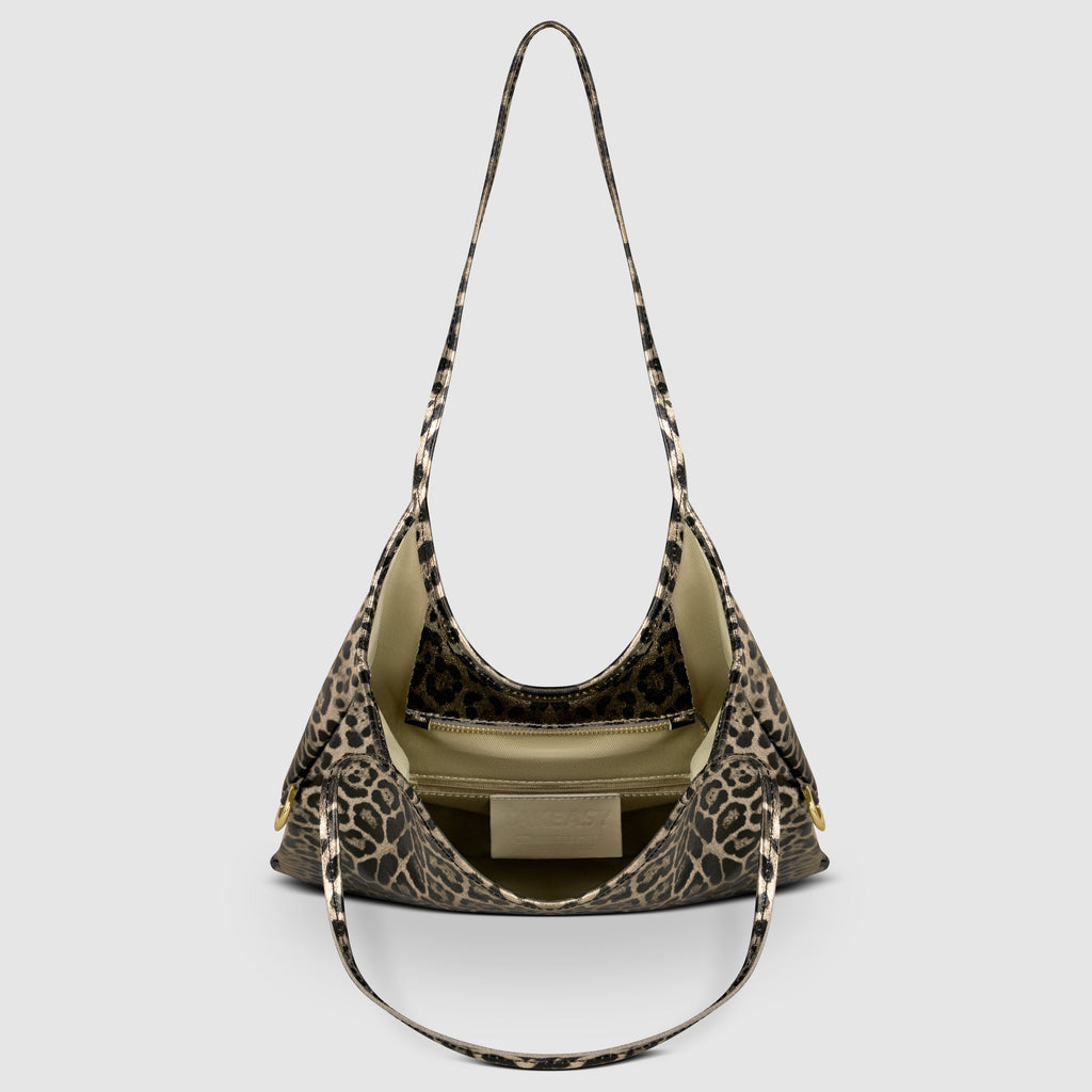Italian Genuine Leopard-Print Metallic Suede Tote Bag