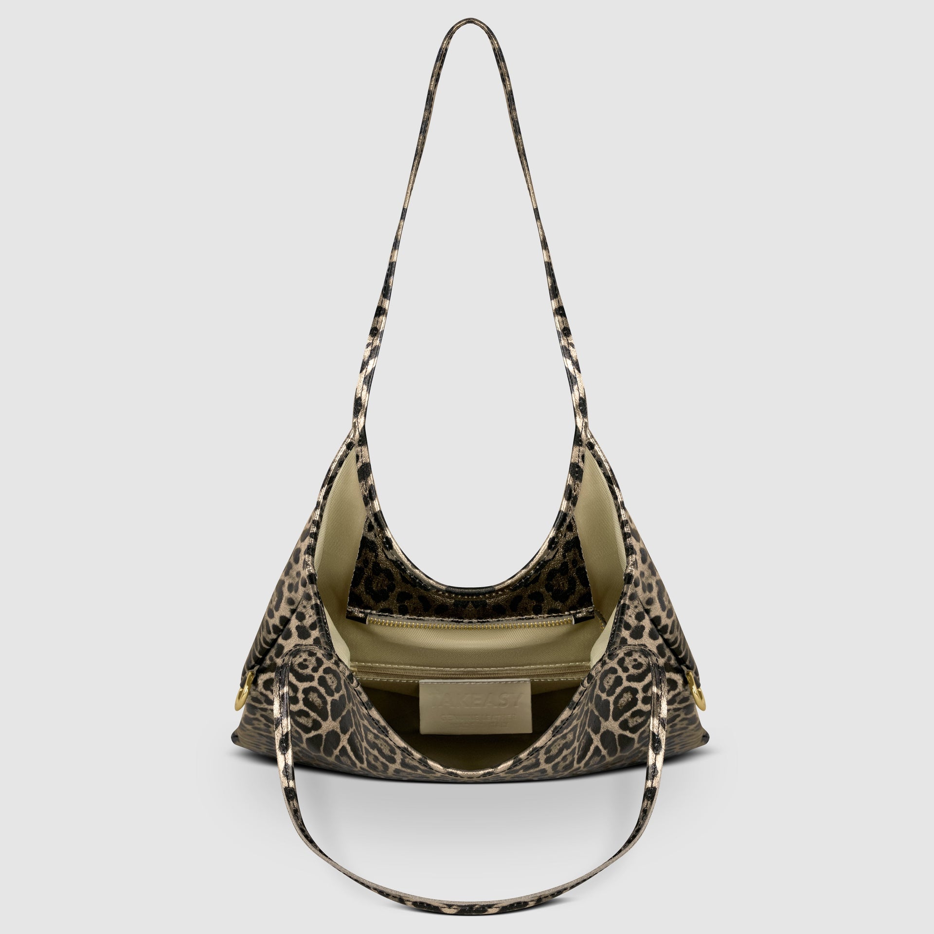 Italian Genuine Leopard-Print Metallic Suede Tote Bag