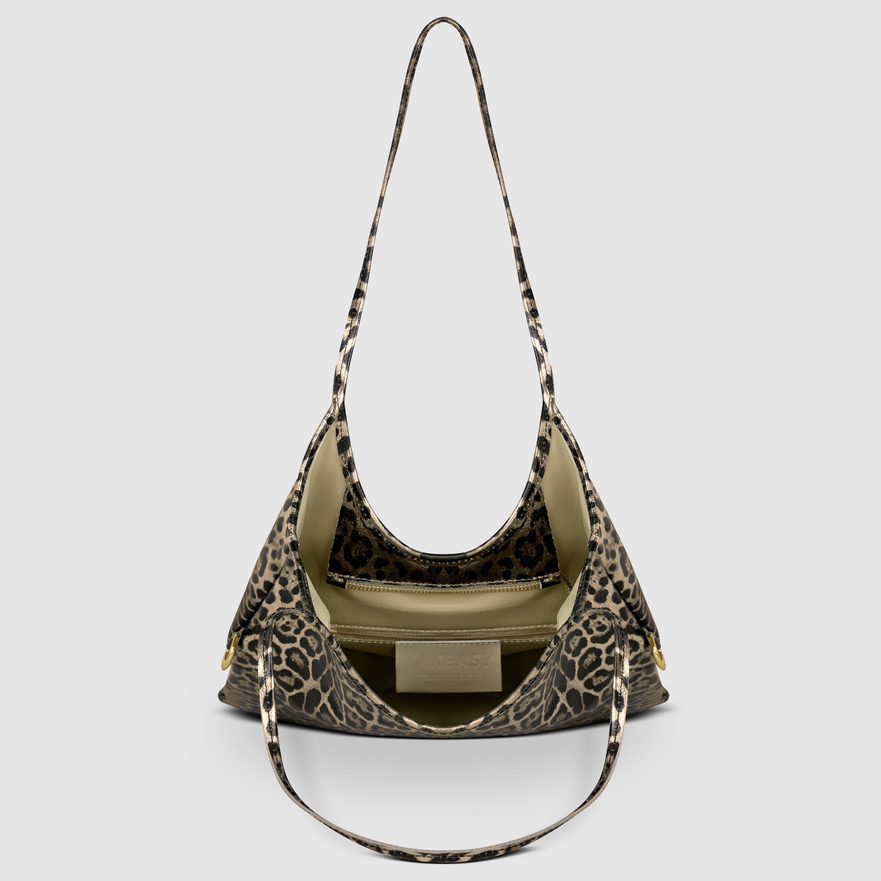 Italian Genuine Leopard-Print Metallic Suede Tote Bag