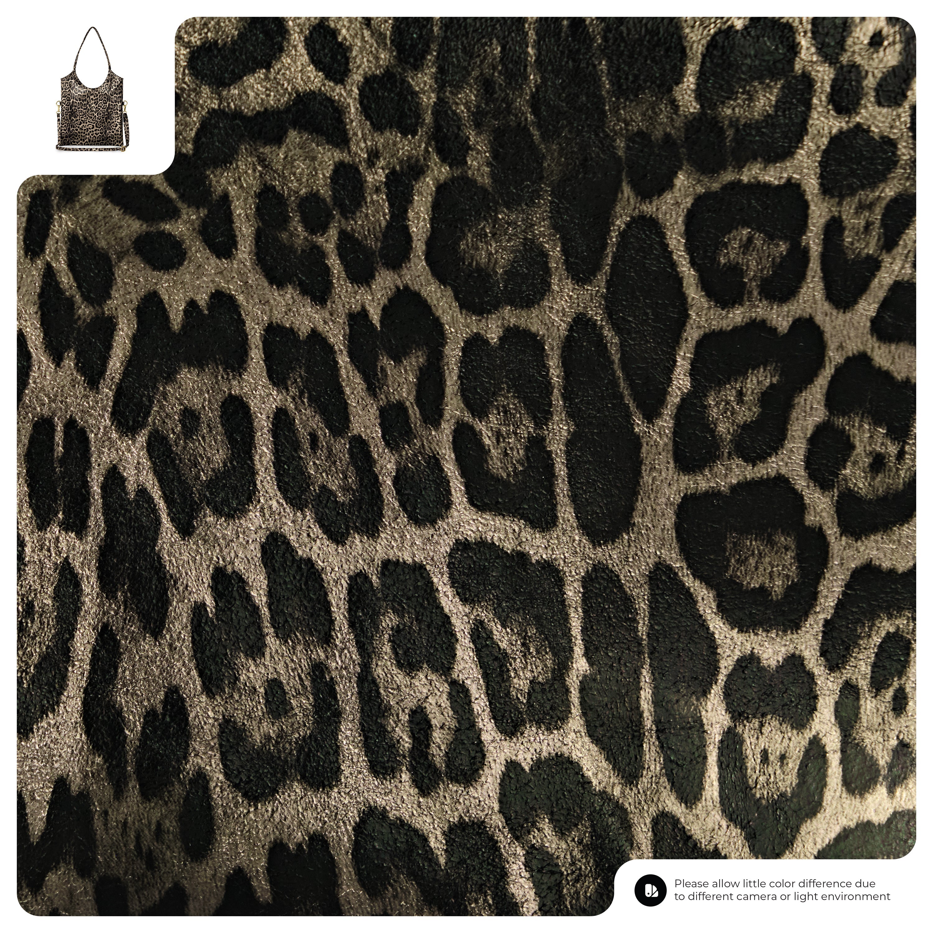 Italian Genuine Leopard-Print Metallic Suede Tote Bag